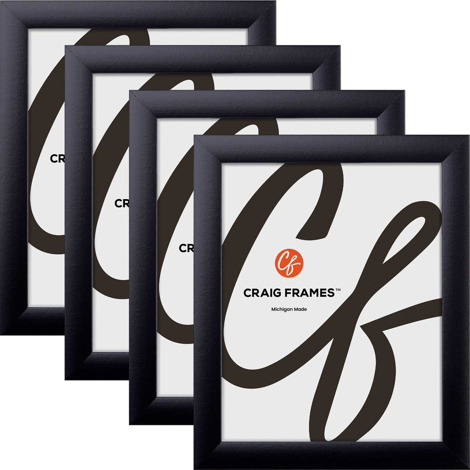 Craig Frames Contemporary 1&Prime; Wide, 4-Pack of Modern Black Picture Frames