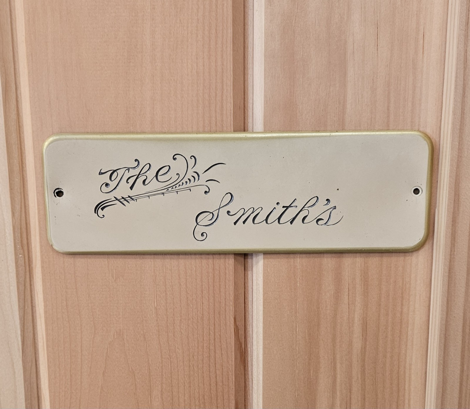 Vintage Door Plaque The Smith&rsquo;s / Engraved Rectangle Sign Wall Decor / Heavy