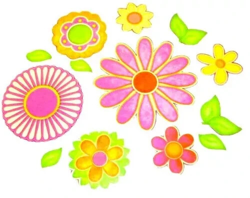 flower leaves wall sticker peel & stick 5 inch 13pc set