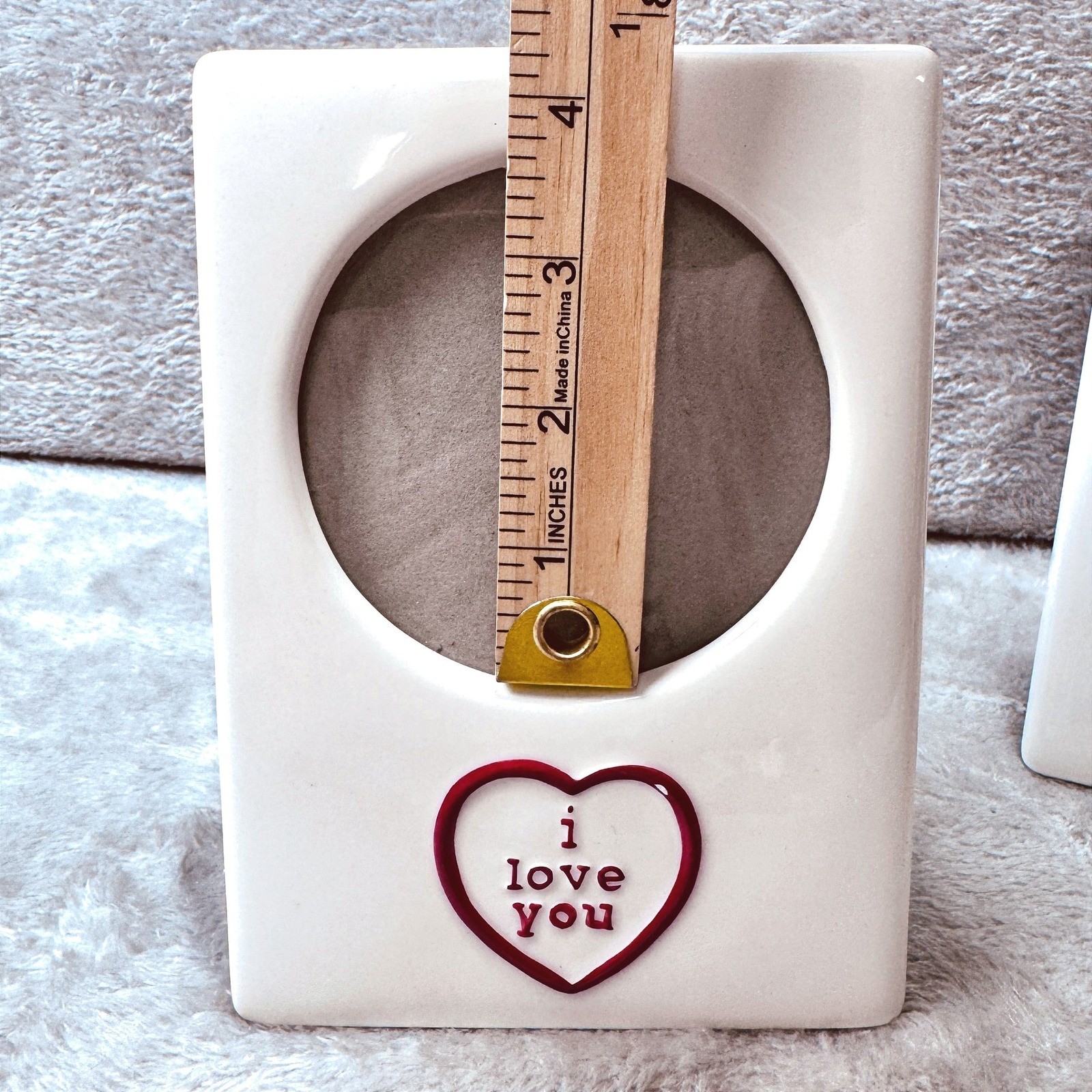 Russ White Ceramic I Love You Heart Love Picture Frames Set of 2 Romantic Decor