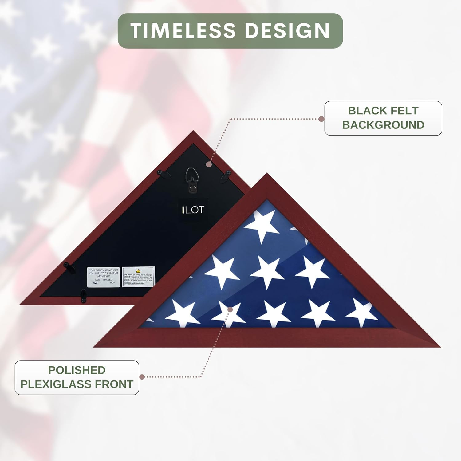 Flag Case – Small Solid Wood Military Flag Display Case for 3&rsquo;X5&prime; American