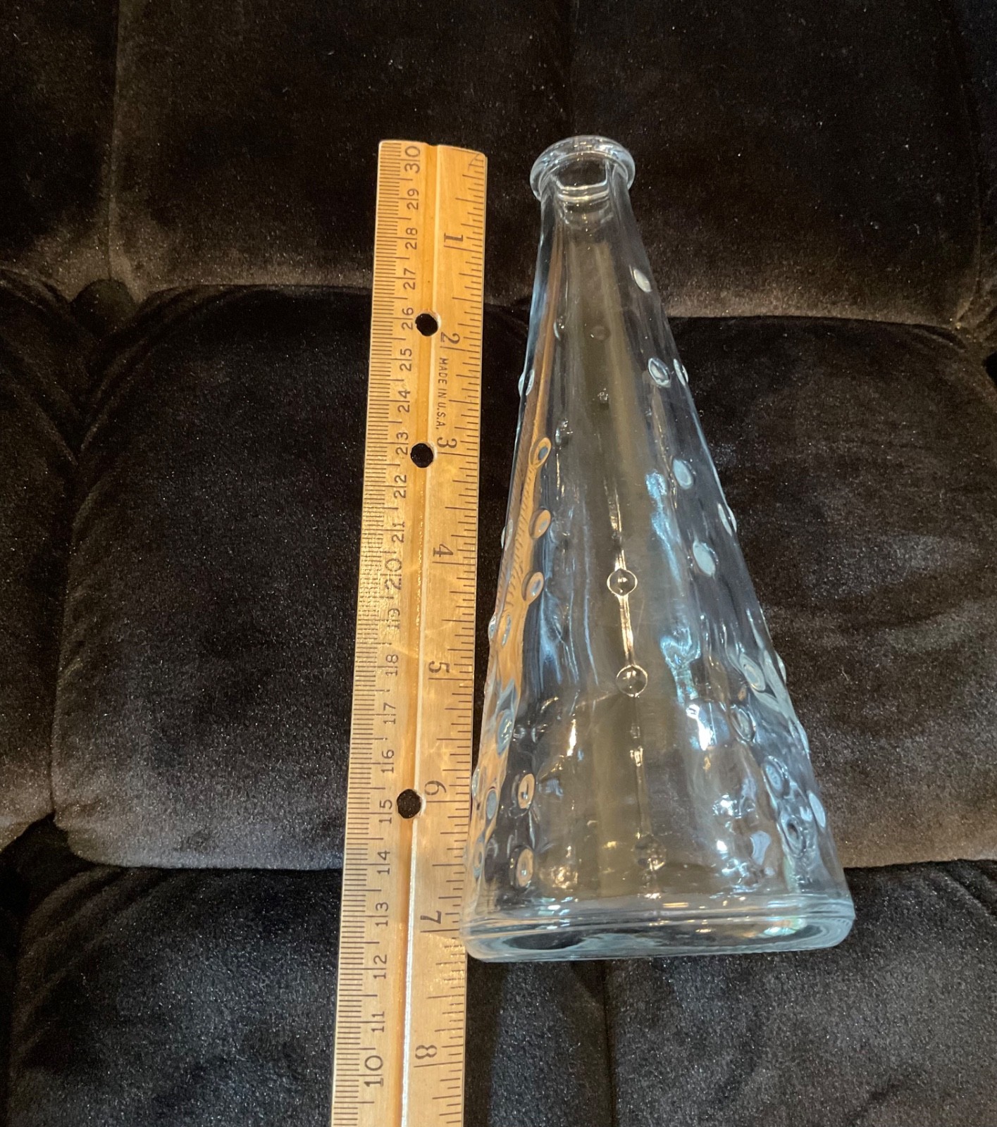 IKEA Bubble Dot Hobnail Clear Glass Vase 7” Cone Shape