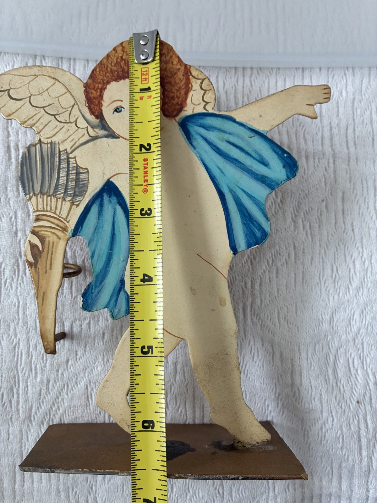 1990s Two&rsquo;s Company Hand Painted Metal Cherub BUD VASE 6.5&Prime; Valentine