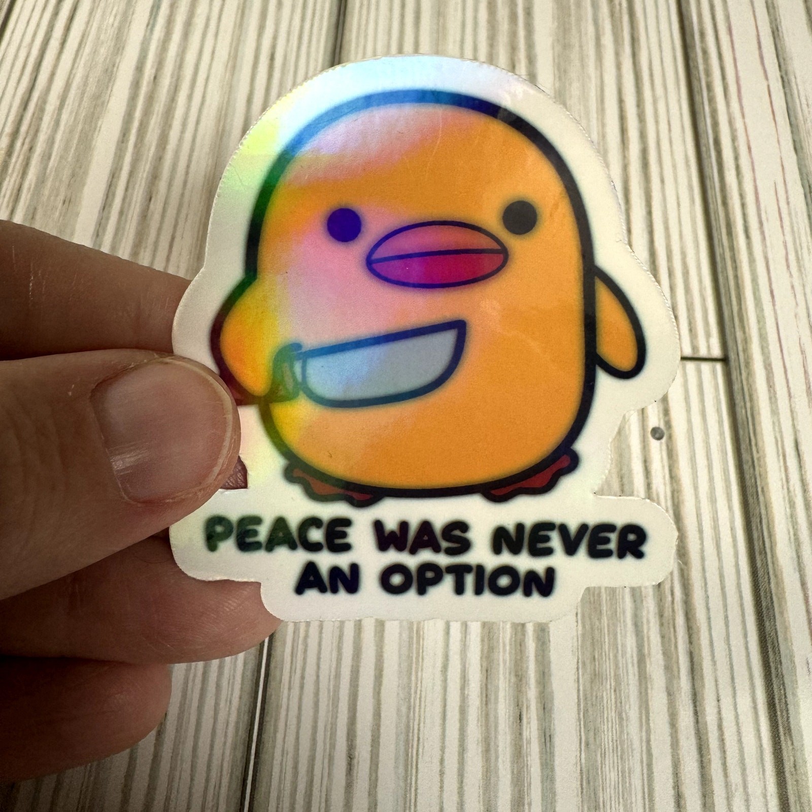 Waterproof Vinyl Sticker « Peace Was Never An Option » Killer Chick, Funny Sticker