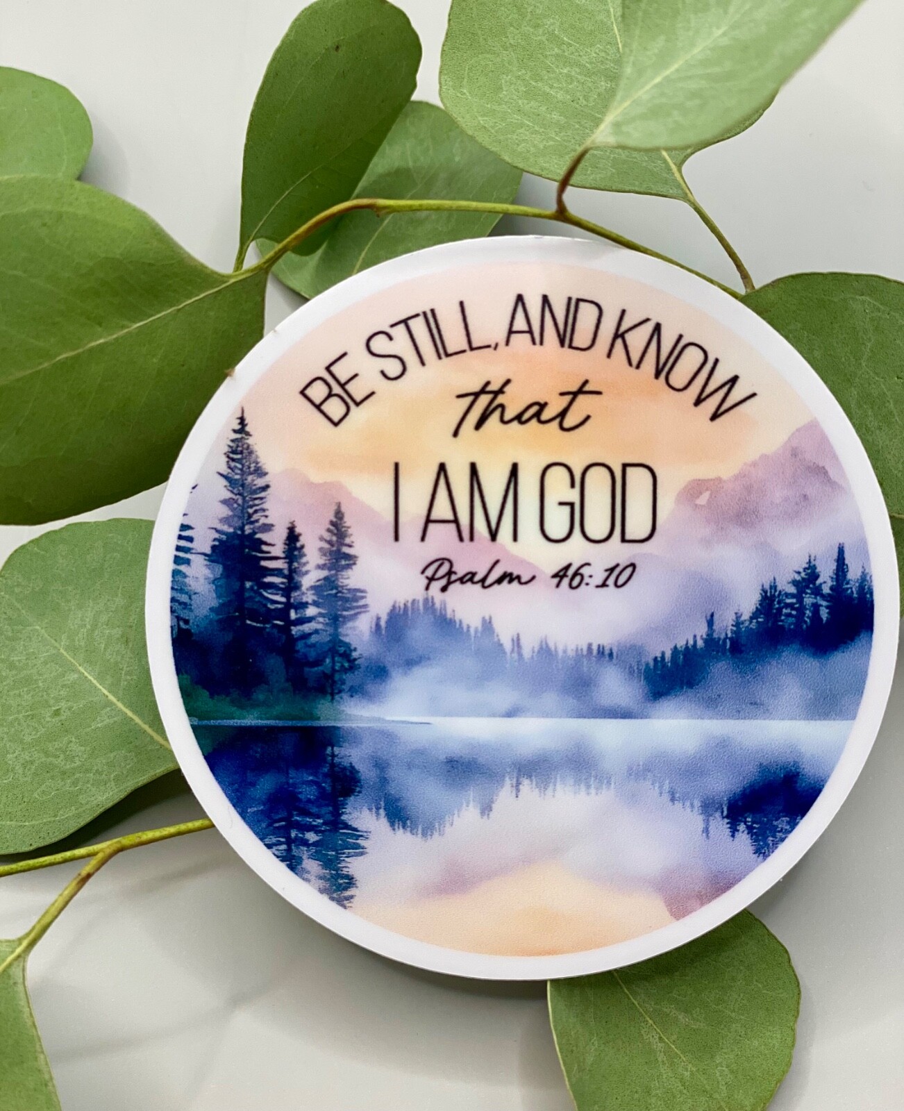 KJV Bible Verse 3&Prime; Vinyl Waterproof Circle Sticker! Psalm 46:10 *MADE IN USA*