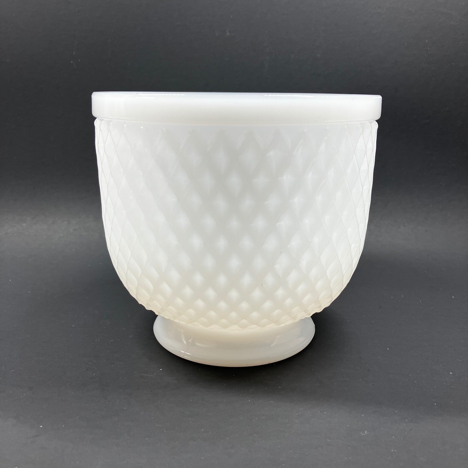 E.O. Brody Co. Milk Glass Planter 2249 5.5in White Diamond Quilted Vintage