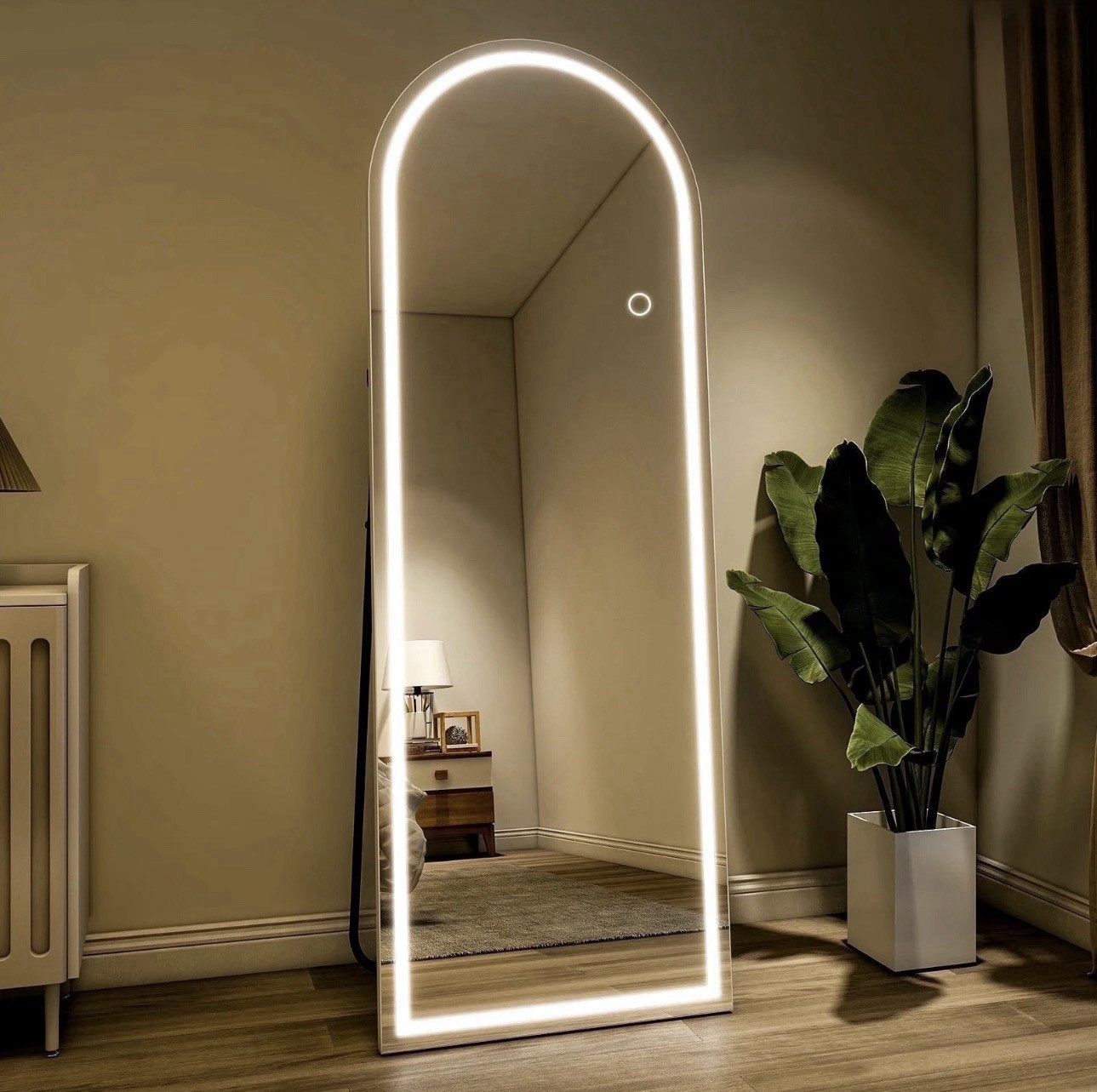 Beautypeak LED Arched Full-Length Mirror 64x21in, Dimmable, 3 Color, Smart Touch