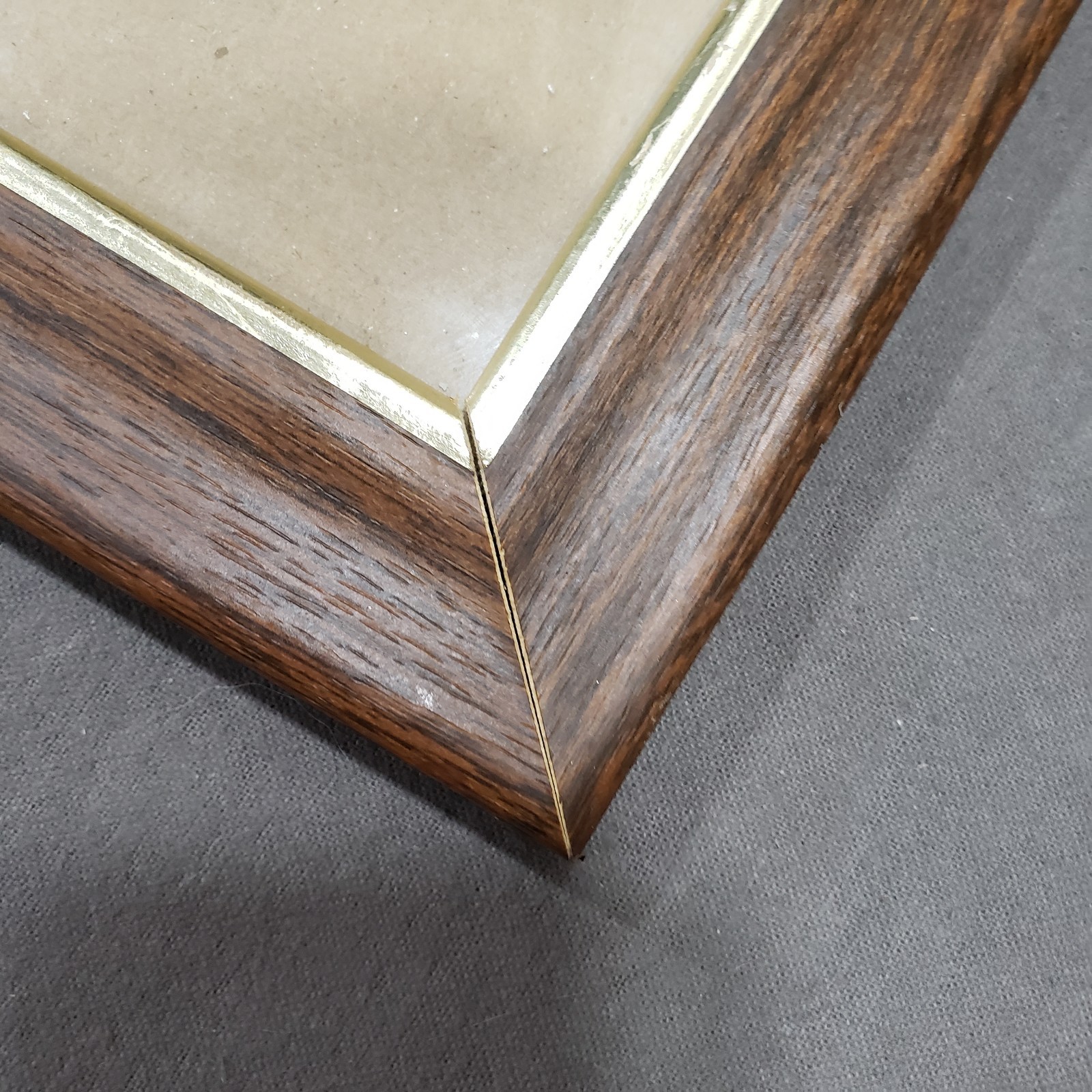 Vtg Picture Frames Lot of 2 Oak Tone Gold Liner 10×13 11×14 1970s Wall Decor