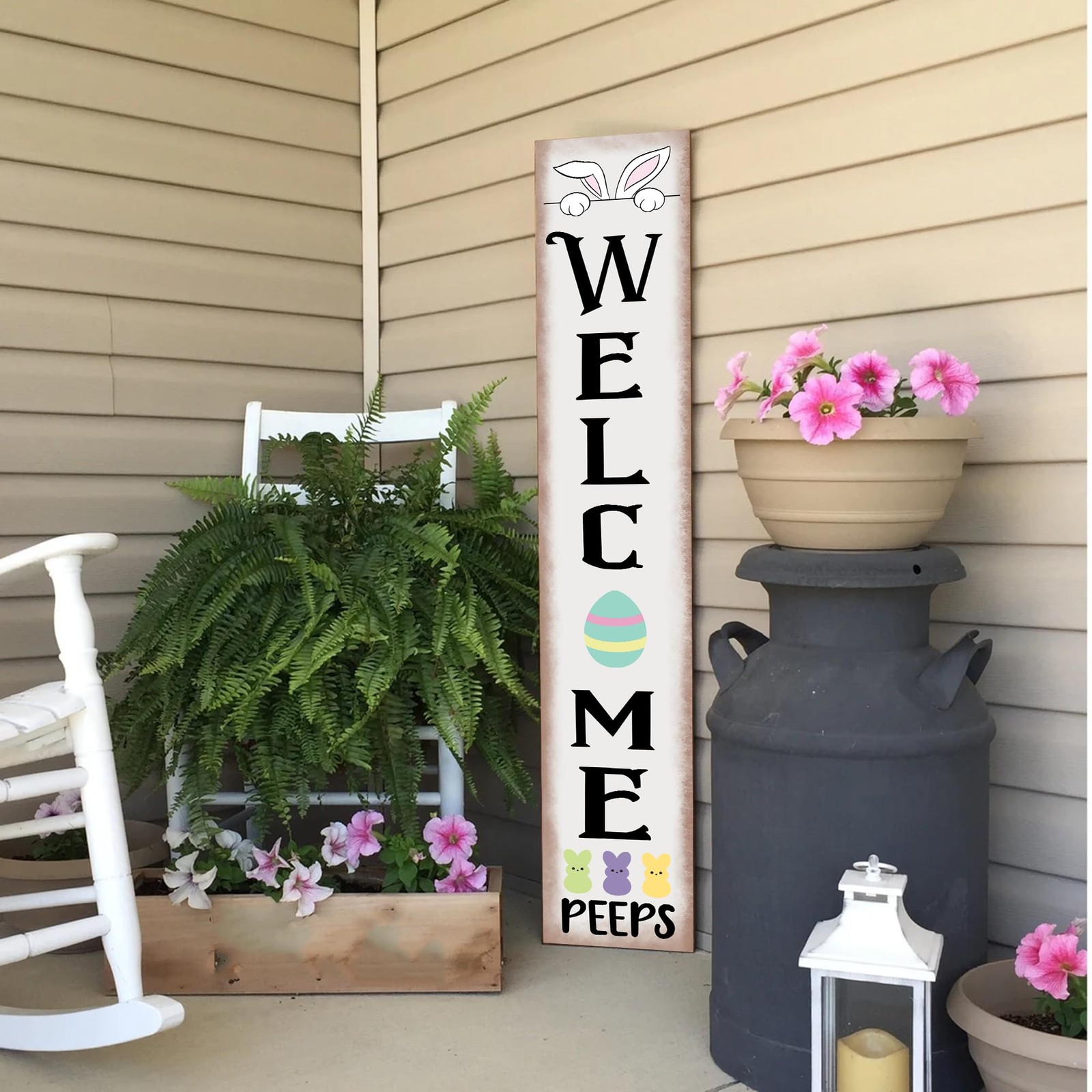Easter Porch Sign Rabbit Front Door Hanging Decorations Wooden Vertical Indoo…