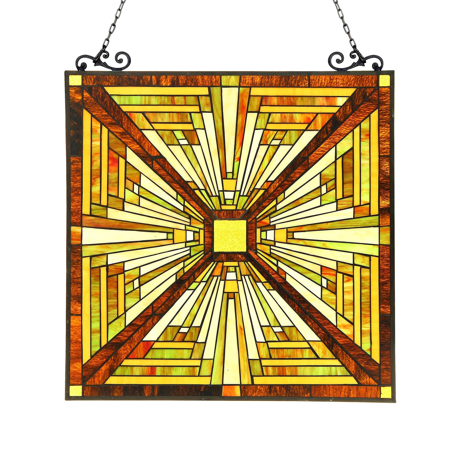 Pemberly Row Modern Tiffany-glass Mission Window Panel 24.5×26