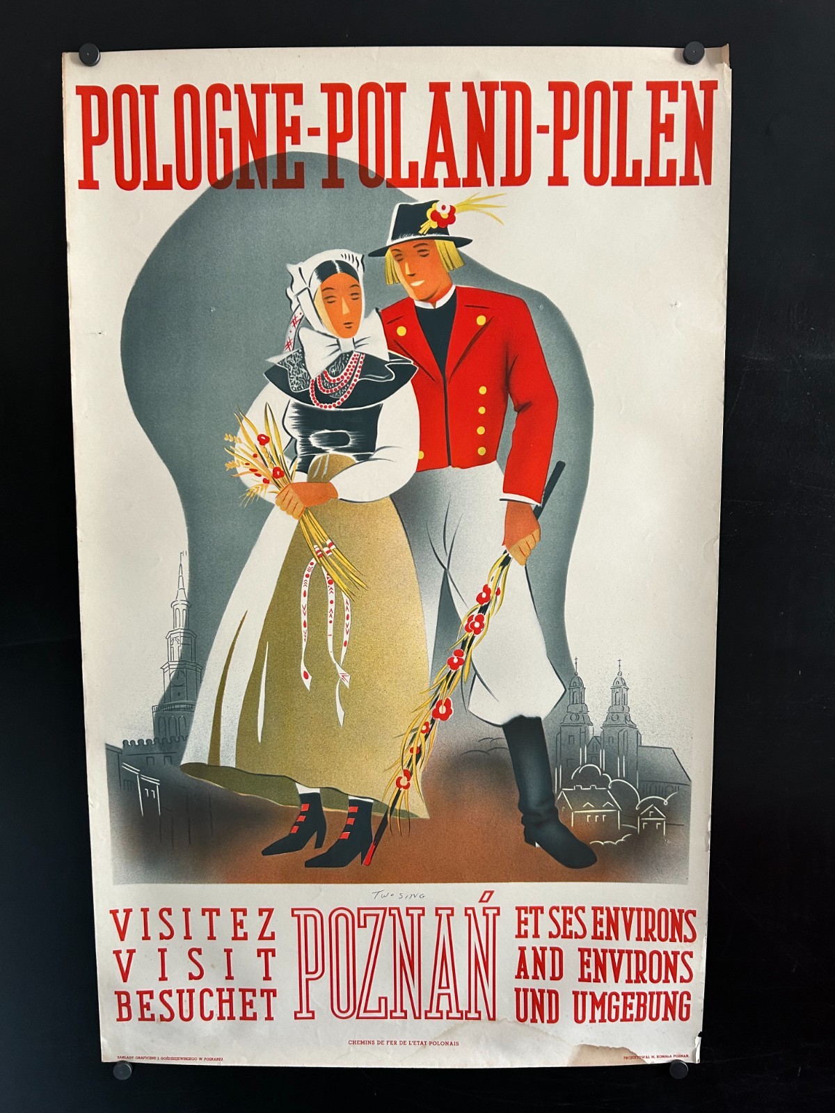 original c. 1930 Poland « Visit Poznan » 24.5×39 Travel Poster – M. Romala