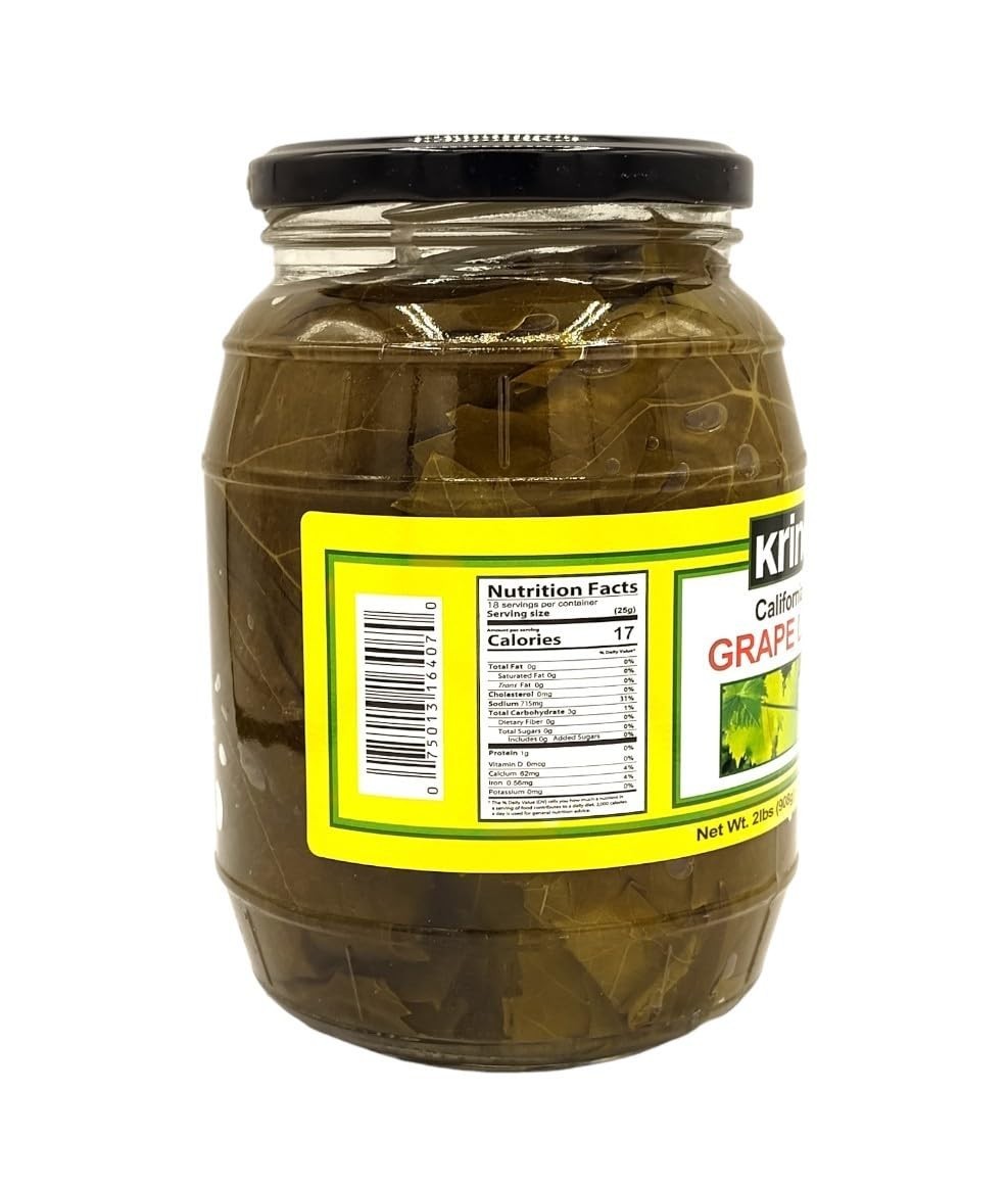 Gourmet Grape Leaves in Jar 2 lb Gluten-Free Edible Leaves
