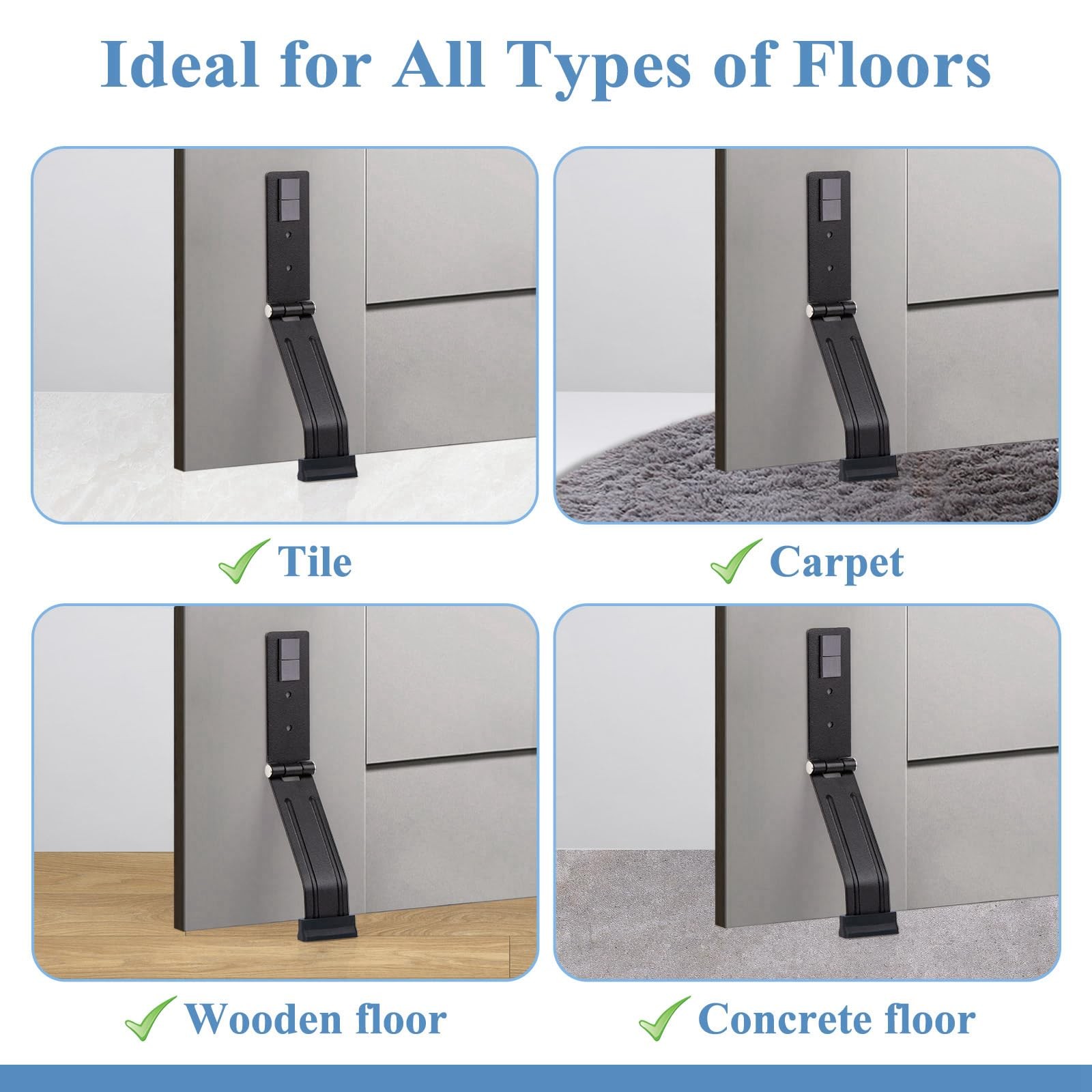 Kickdown Door Stopper for Bottom of Door, Heavy Duty Metal Door Stop with Rub…