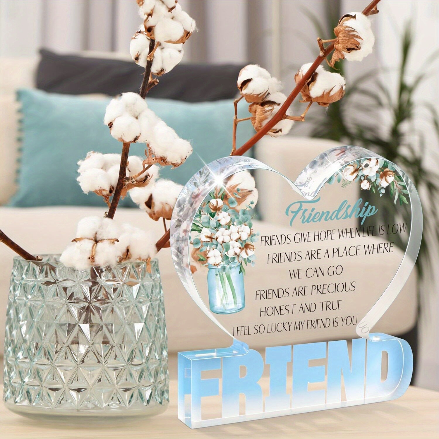 15cm Acrylic Heart Decorative Ornament Friendship Gift for Women Men