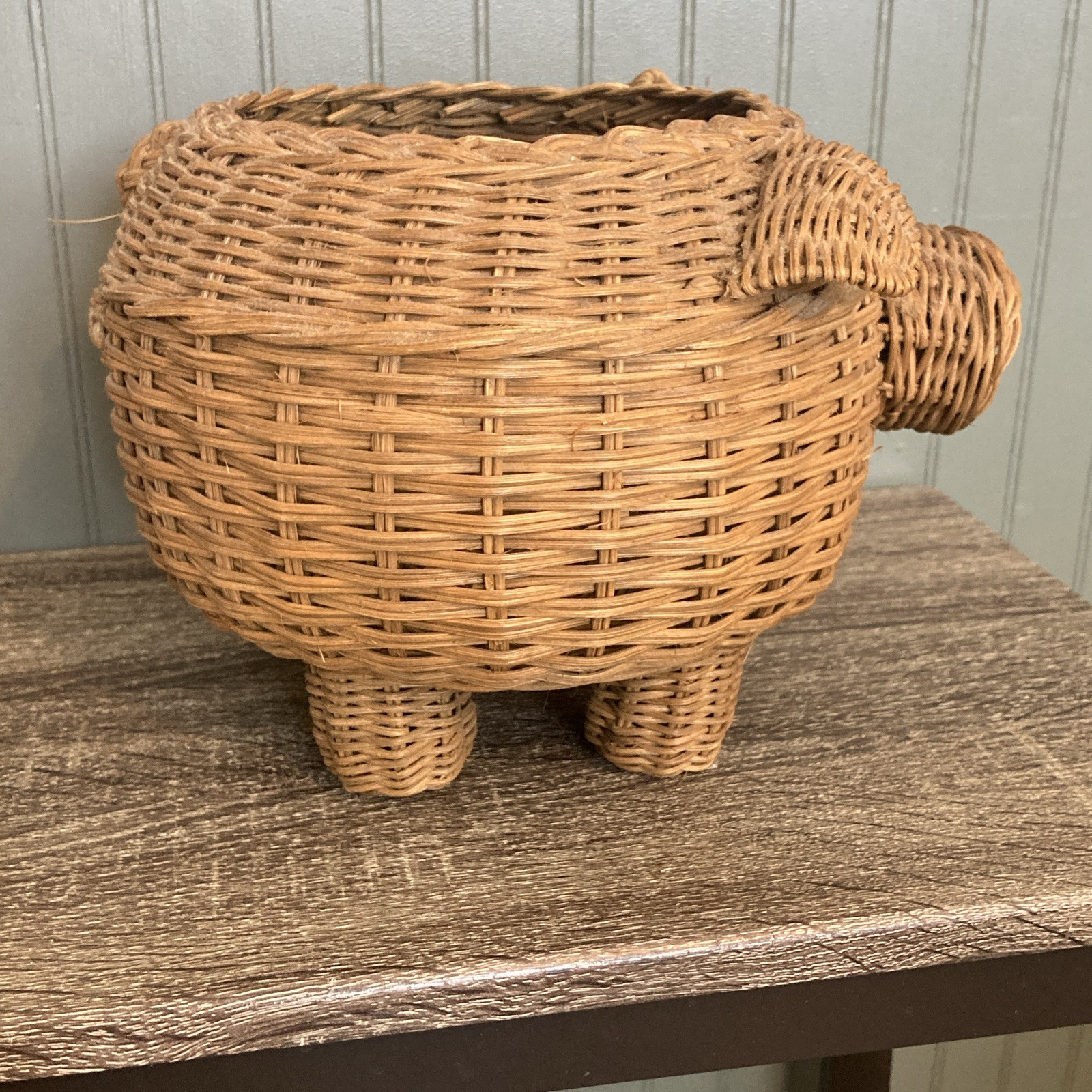Vintage wicker pig planter basket or just basket