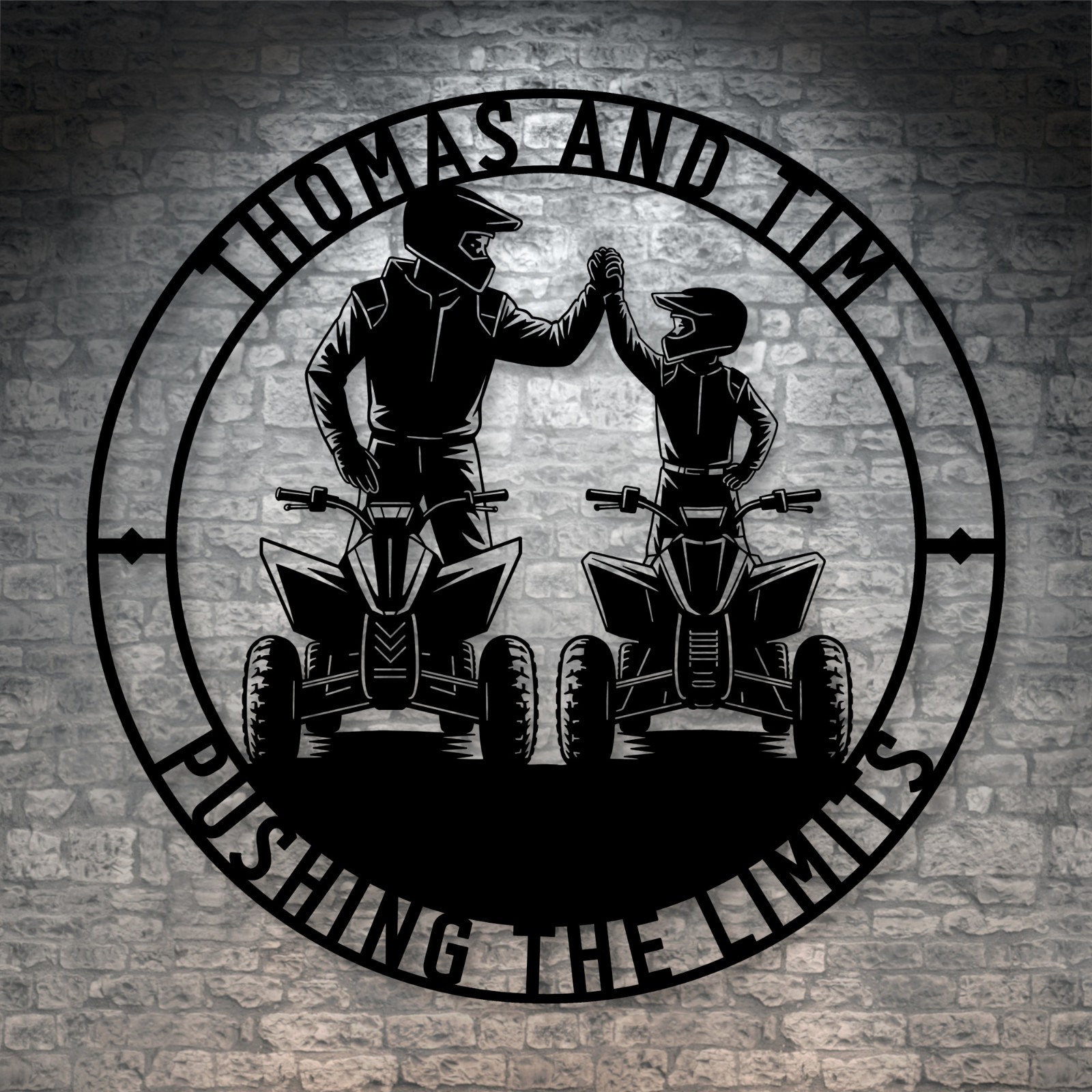 Personalized Father And Son ATV Metal Sign. Custom Quadbike Wall Decor Gift