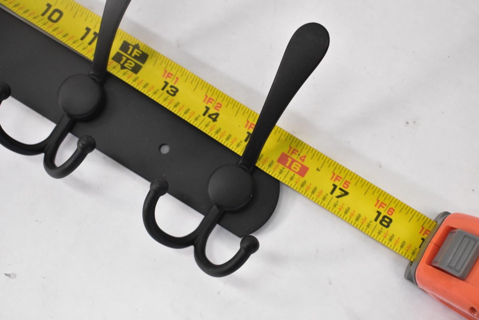 16&Prime; Wall Coat Rack Black Metal 5 Hooks Modern Entryway Hanger Organizer Mud Room