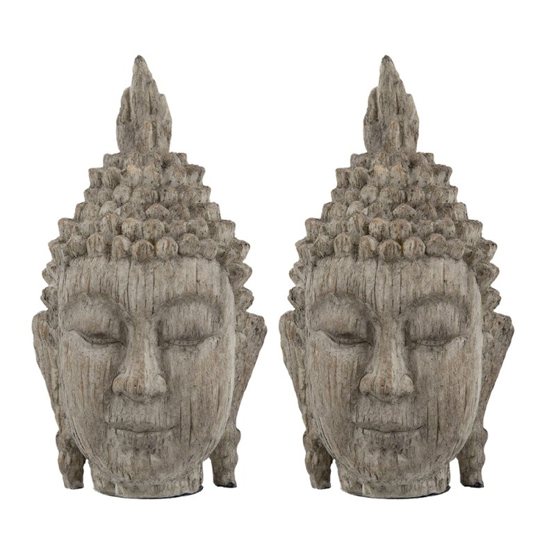 2Pack 4.5&Prime;x8&Prime; Meditating Buddha Head, Sculpture Small Table Decorative Polyester