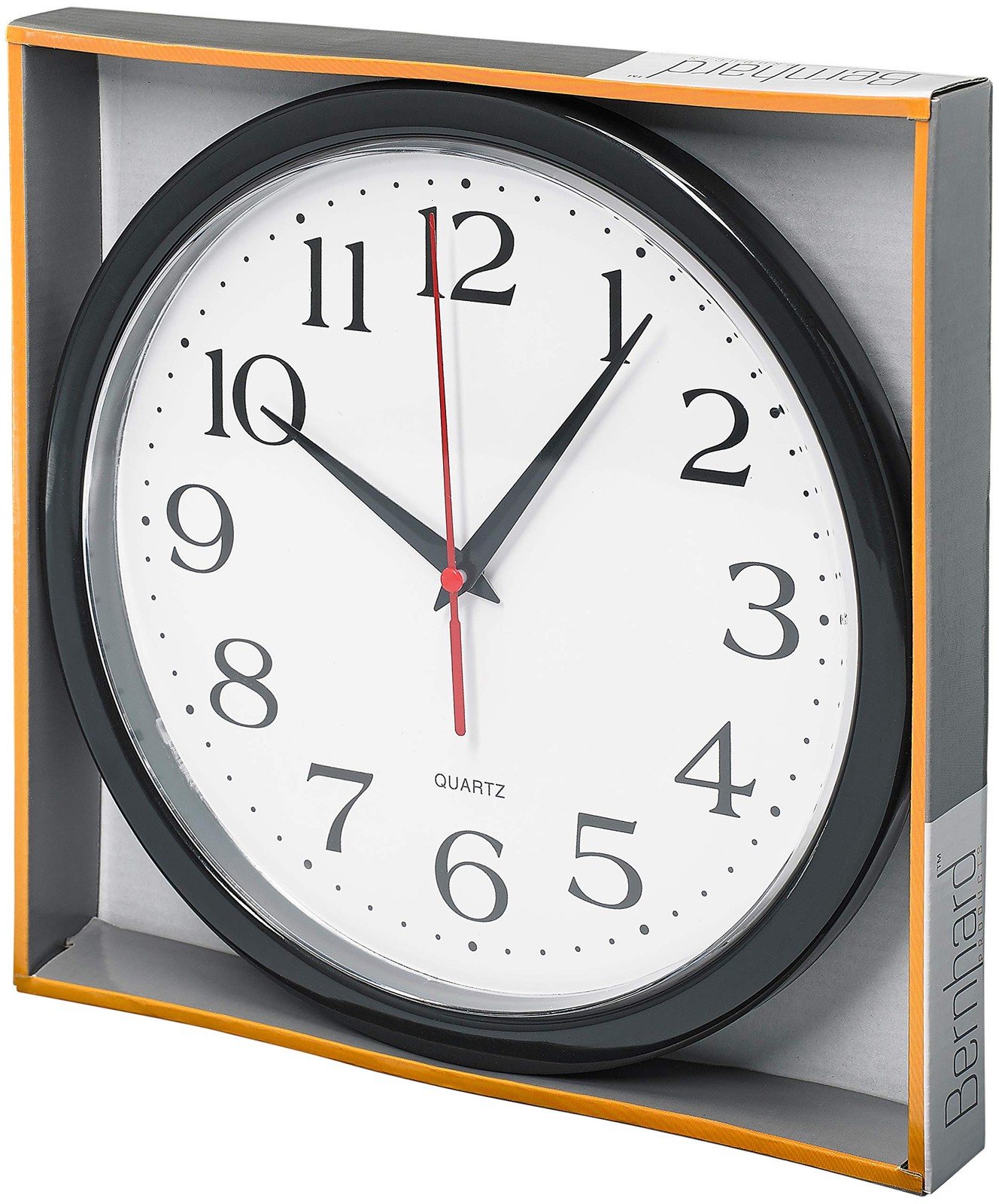 Bernhard Products Black Wall Clock Silent Non Ticking 10 Inch 10 Inch,