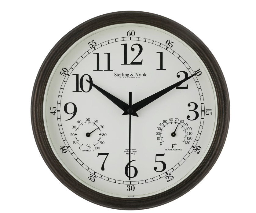 Mainstays 8.75&Prime; Indoor/Outdoor Antique Bronze Round Arabic Analog Wall Clock