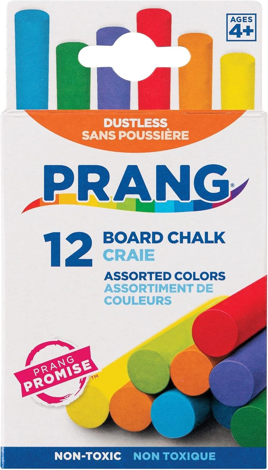 12 Count Assorted Color Chalk Sticks Smooth Writing for Classroom Chalkboards