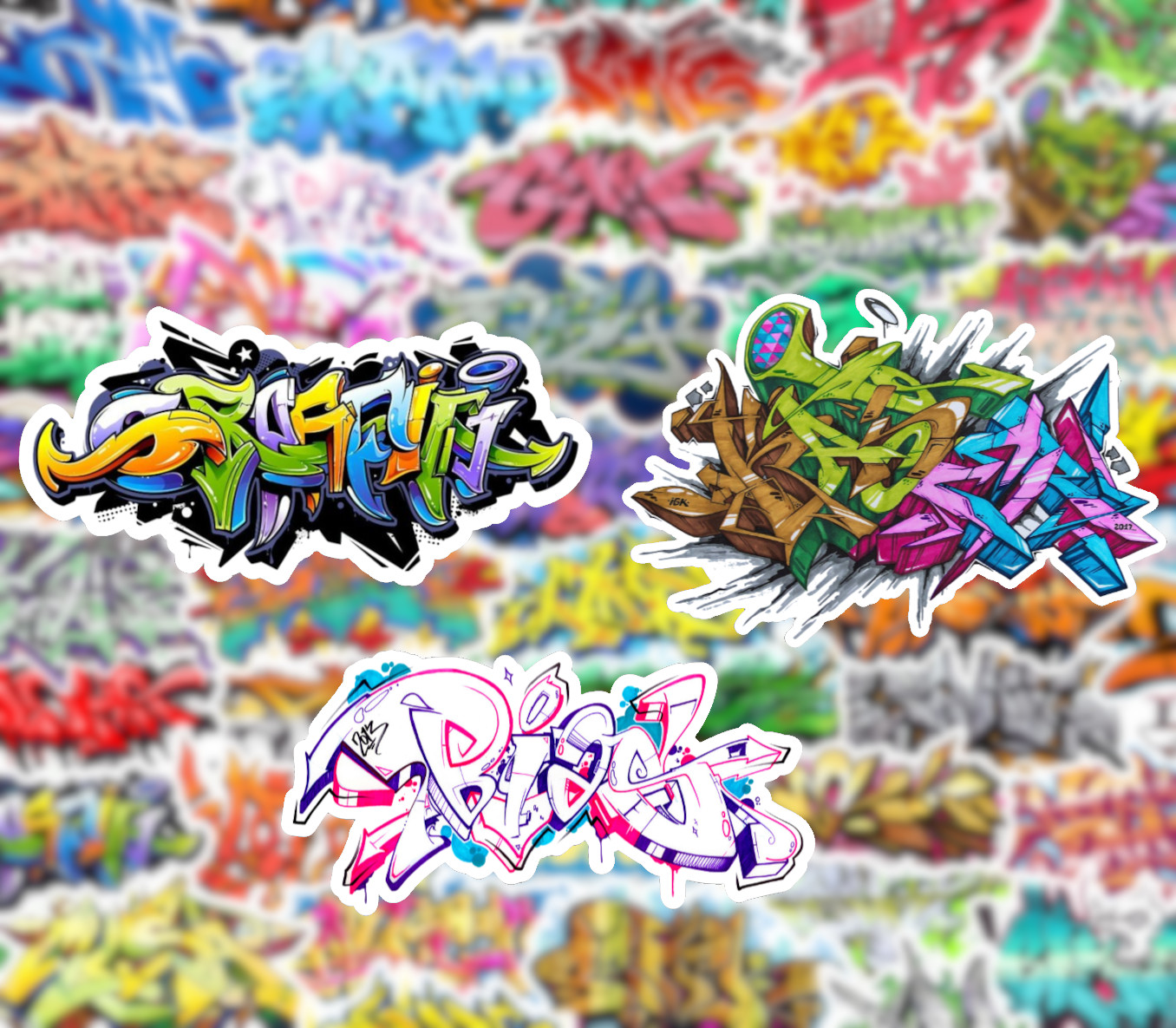 25/50 Graffiti Art Sticker Pack – Waterproof Vinyl – Hip-Hop B-Boy Rap 80&rsquo;s