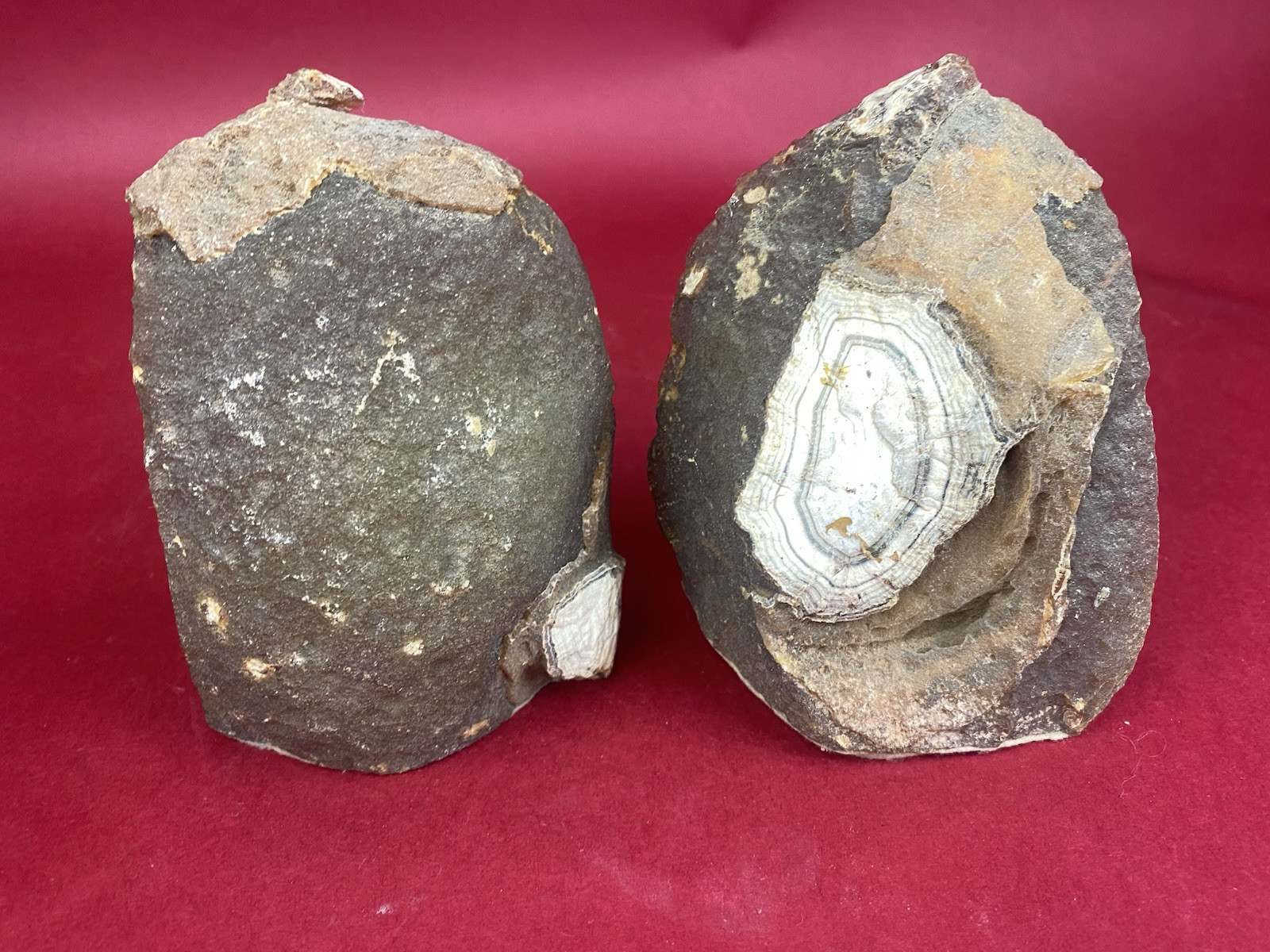 Geode Bookends 5 1/2” 7 Pounds Polished Thunder Eggs AS IS