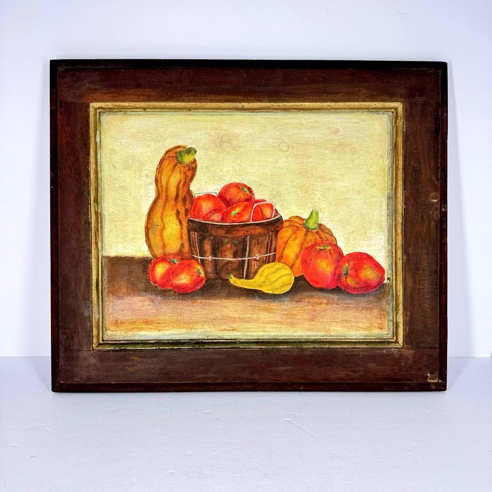 Vintage Framed Still Life Fruit Print Rustic Farmhouse Wall Art 13×16