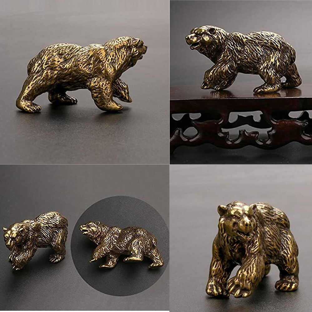 Solid Brass Bear Figurine Statue Animal Figurines Toy House Desktop Decoration