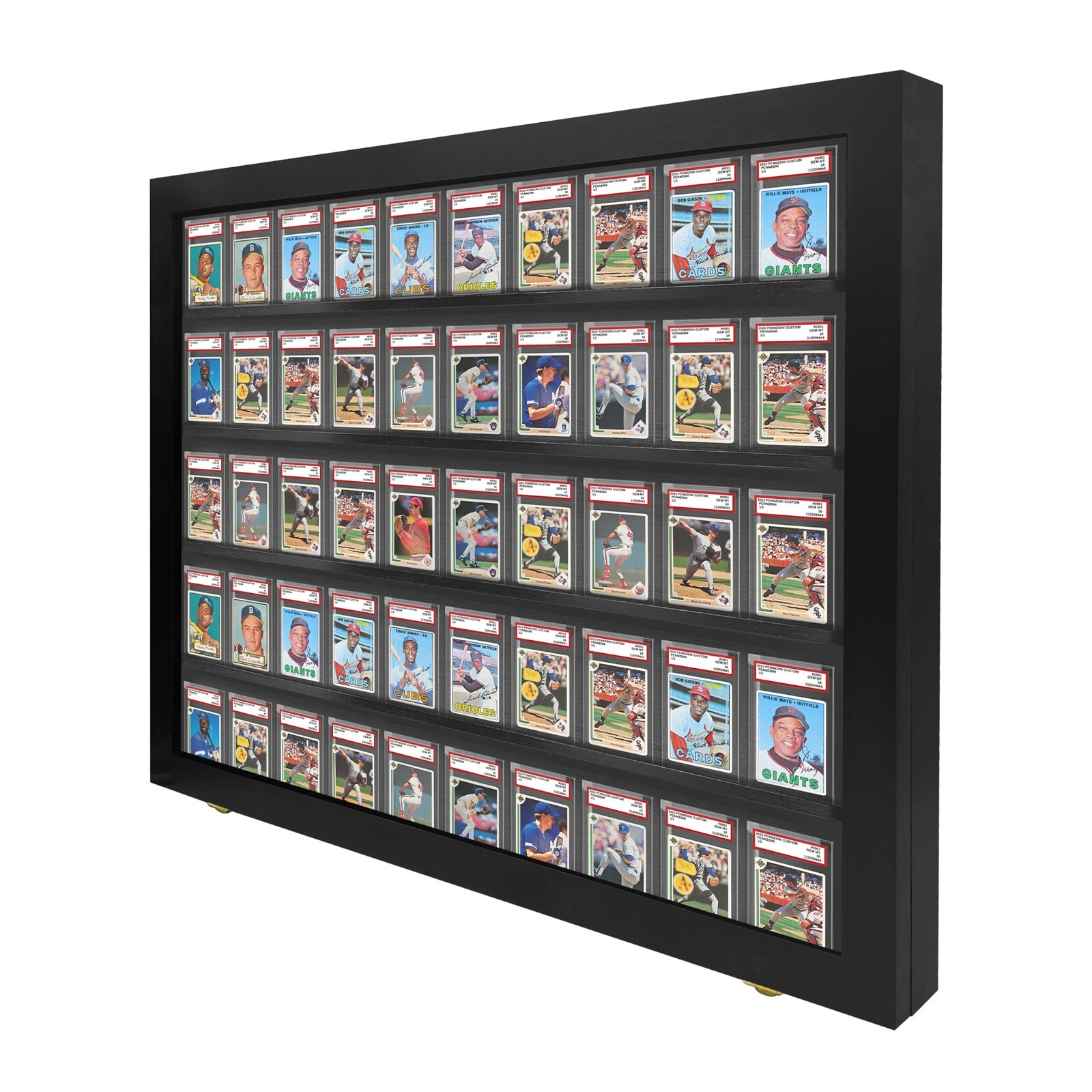 Baseball Card Display Case for 50 Graded Baseball Cards / Made in the USA