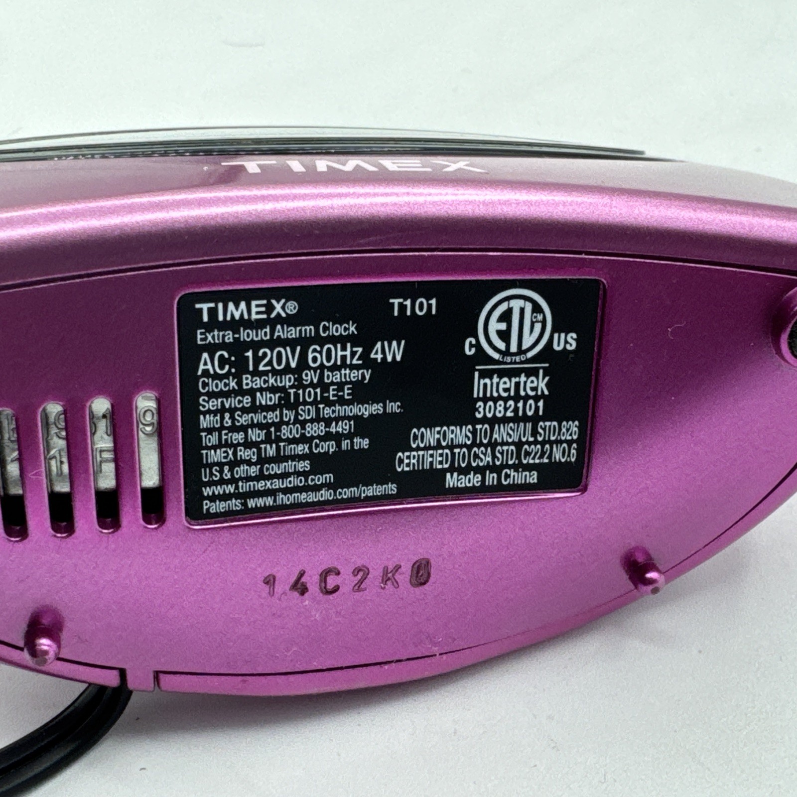Timex Alarm Clock Hot Pink / Purple T101 Electric/Battery Backup – TESTED