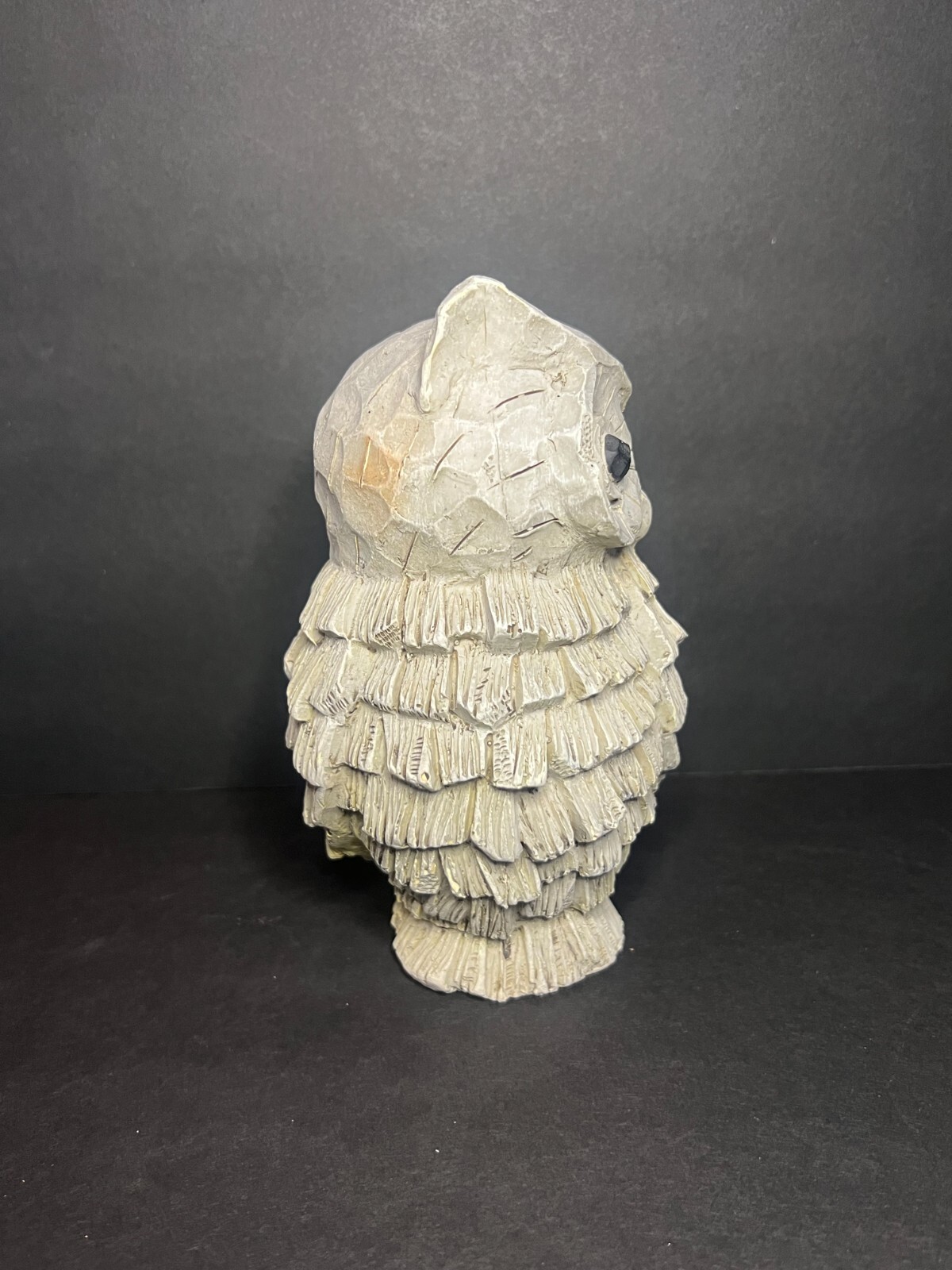 Decorative Grey Resin Rustic Textured Screech Owl Sculpture Statue Figure 6.25&Prime;