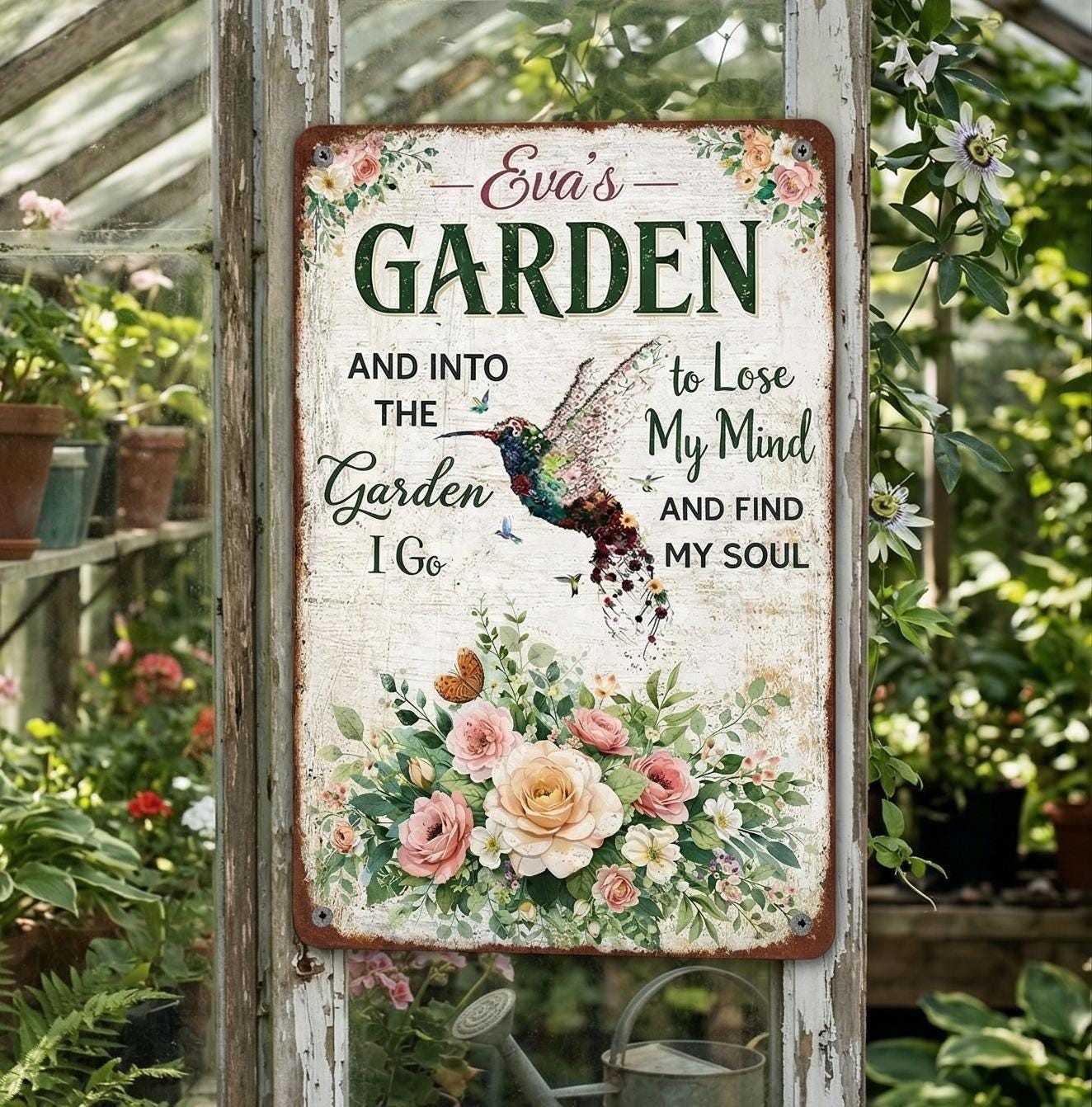 Personalized Vintage Garden Retro Metal Sign Old Fashioned Wall Decor Gift