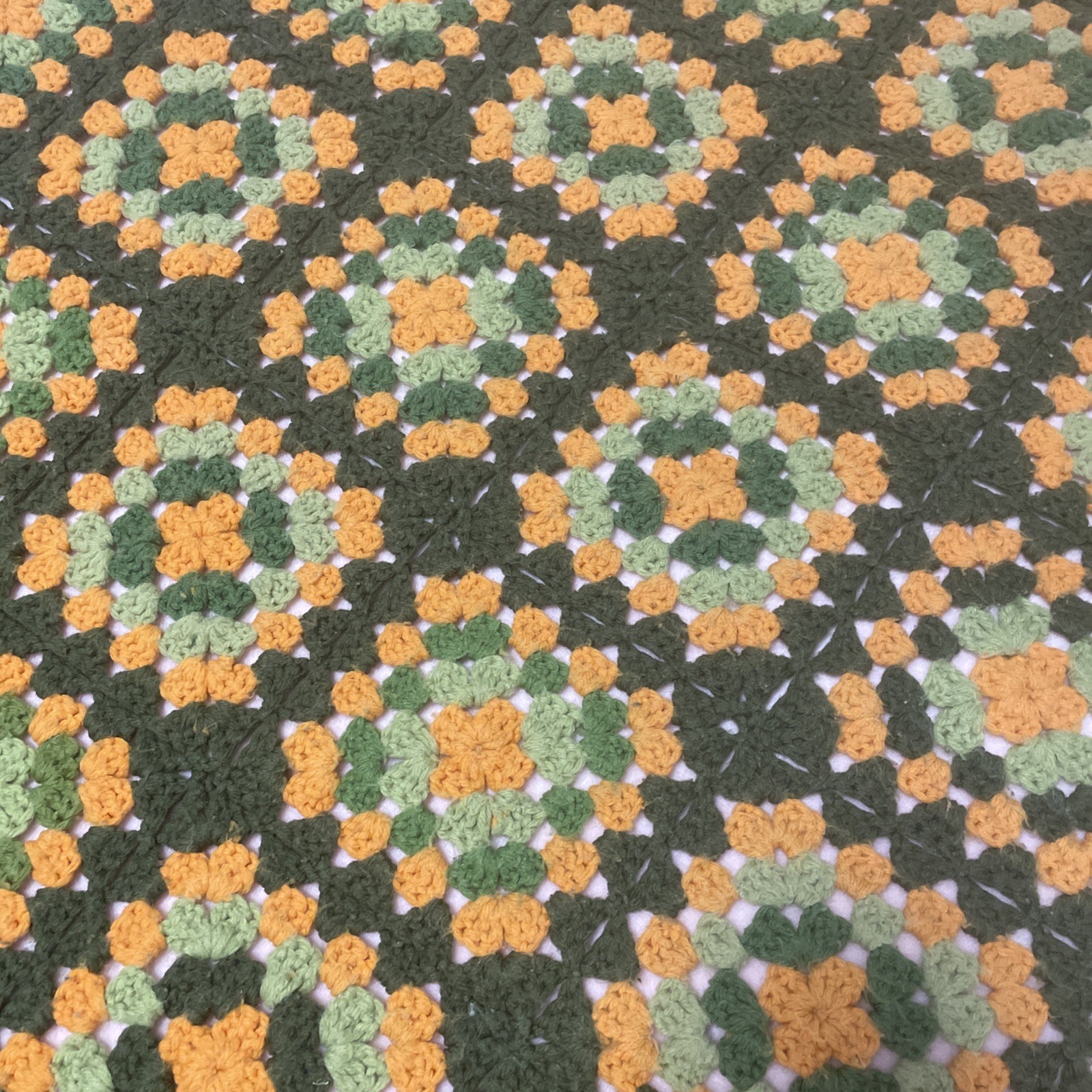 Vintage Handmade CROCHETED Throw BLANKET AFGHAN BOHO GRANNY Squares 44&Prime; X 60&Prime;