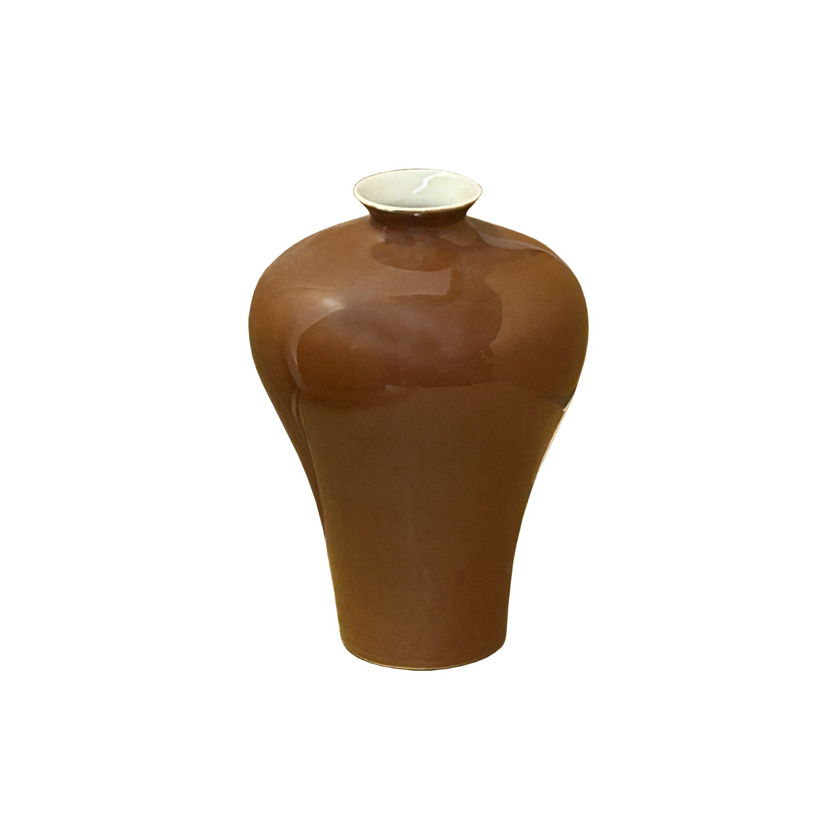 5.5&Prime; Chinese Clay Ceramic Coffee Brown Meiping Vessel Small Vase GB391S