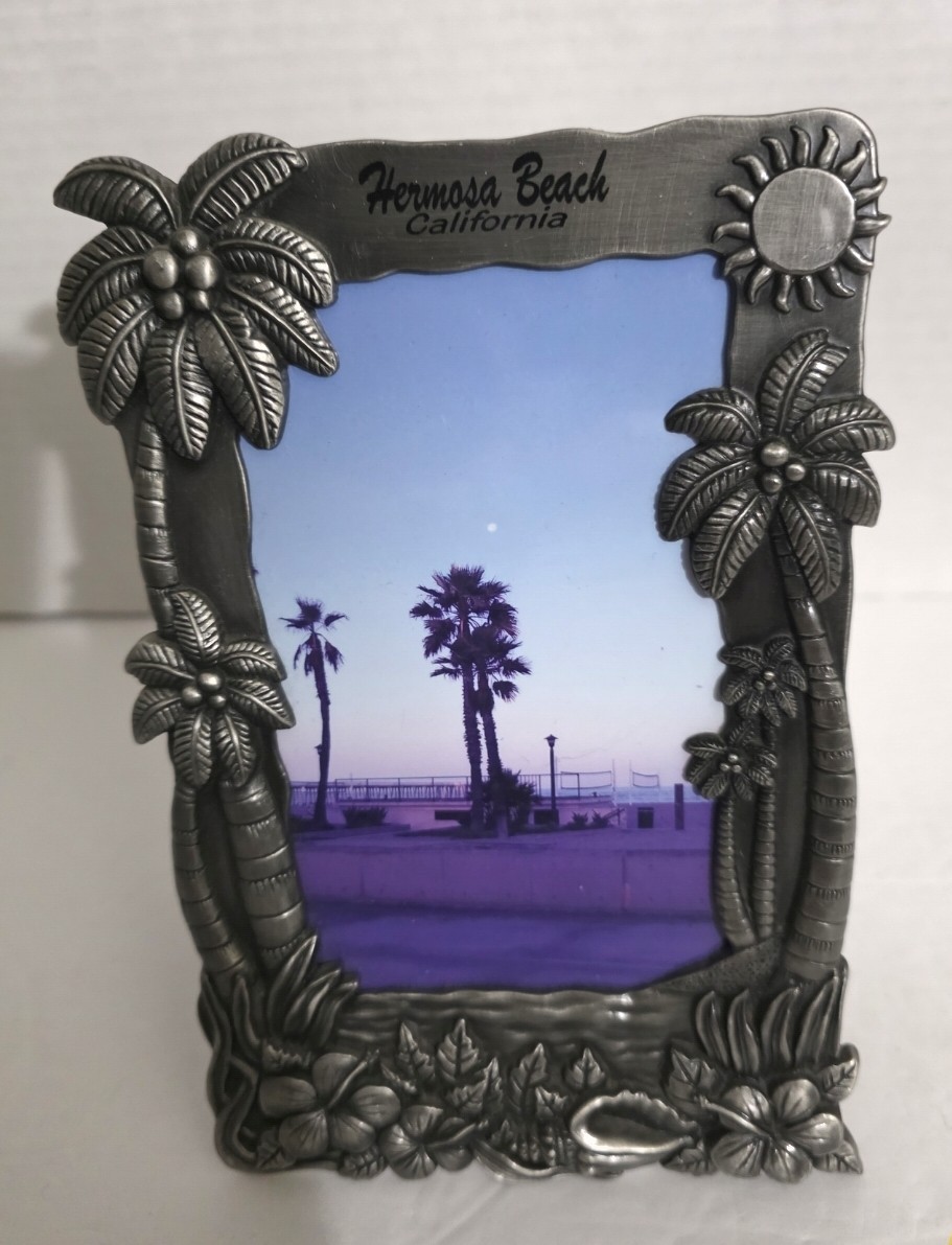 Hermosa Beach California Palm Tree Silver Picture Frame Very Pretty New