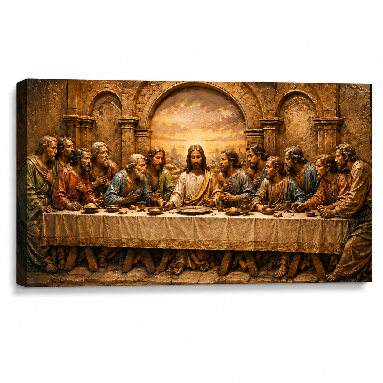 Last Supper Canvas Wall Art Jesus Christian Religious 3D Relief Biblical Decor