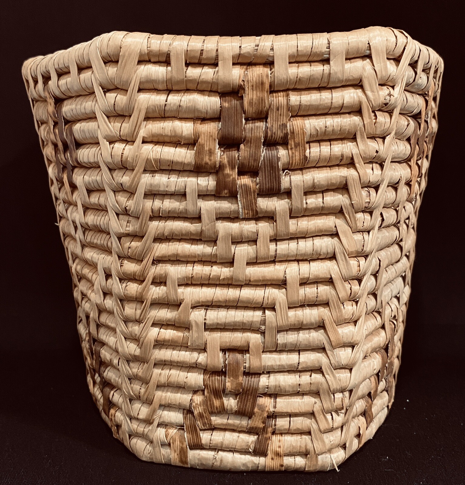 Coil Flowerpot Basket Vintage Raffia Boho Woven Artisan Rustic Cottagecore 6”H