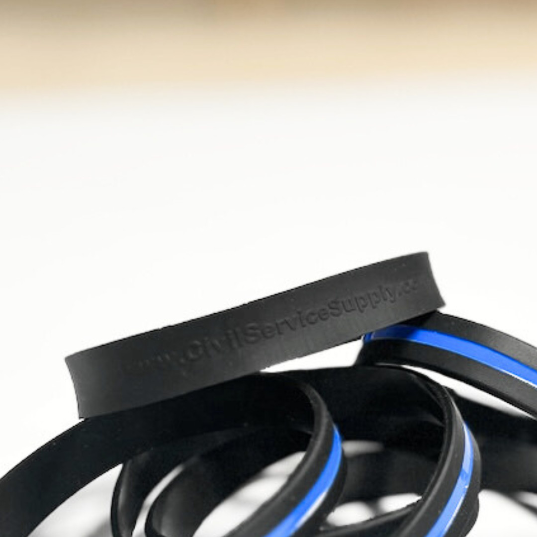 Bulk Thin Blue Line Silicone Wristbands(100pk/ 50pk/ 25pk/ 10pk) Adult and Child