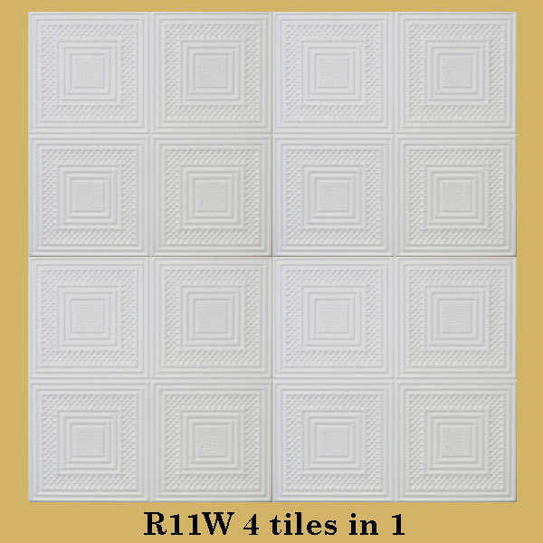 Glue Up Ceiling Tiles Easy Installation R11W Antique White Behr Satin Lot of 8pc