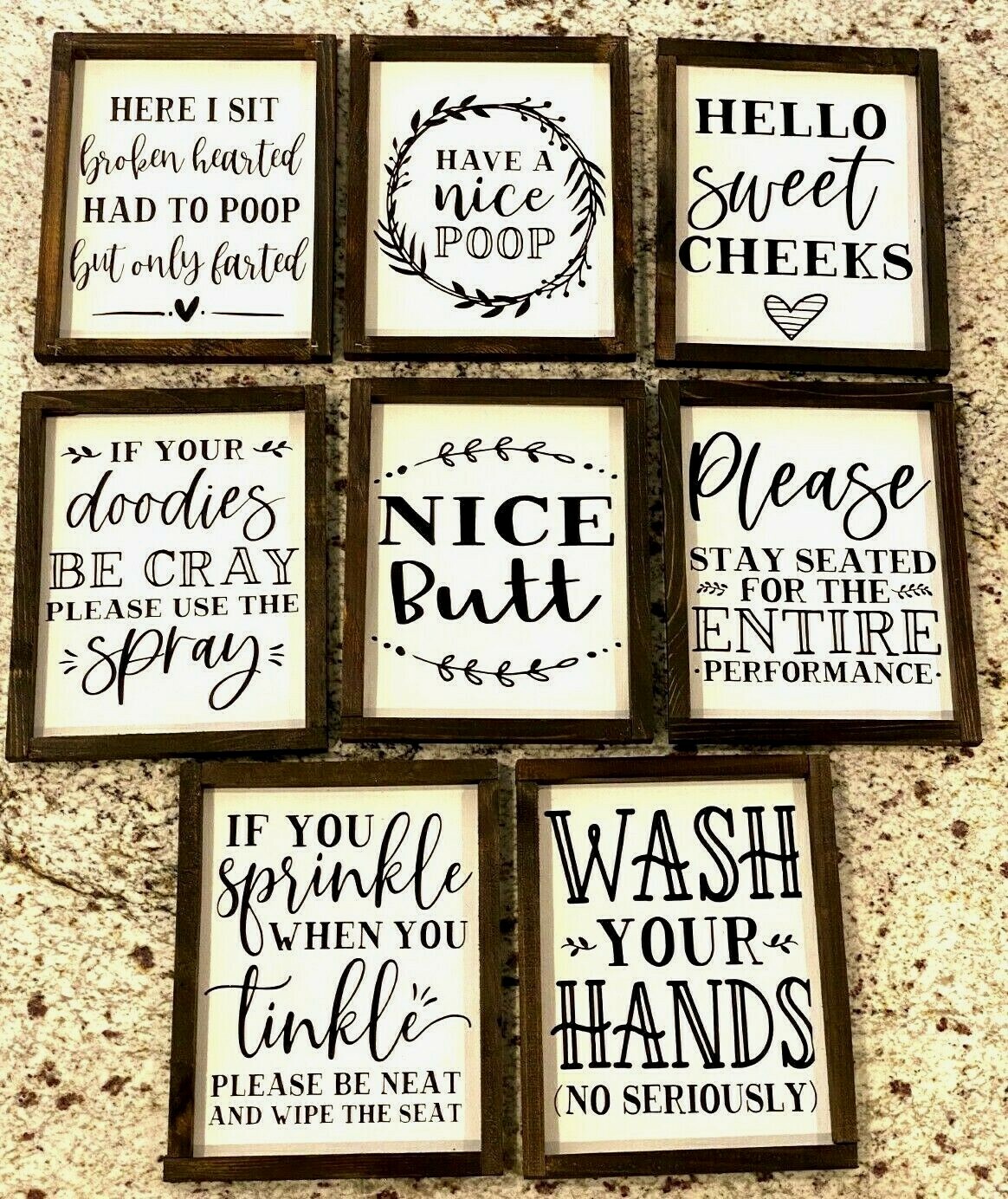 Funny Bathroom Wall Art Farmhouse Décor Quotes Signs Picture Frame Gag Gift