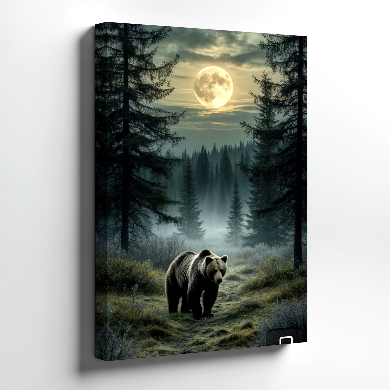 Wall Art Bear Mountain Waterfall Canvas Print Wildlife Landscape Nature Decor