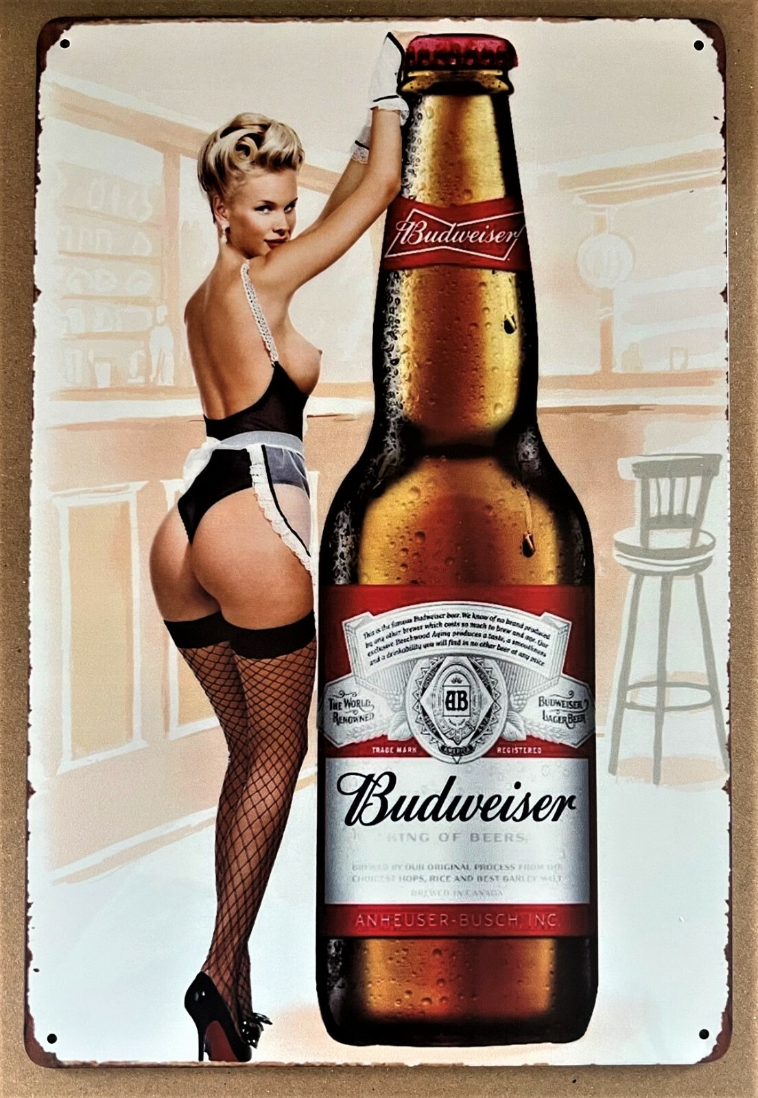 Sexy Beer Babe Tin Sign (Keg Jag Bullet Lite Light Bud Jack Beam) THD444