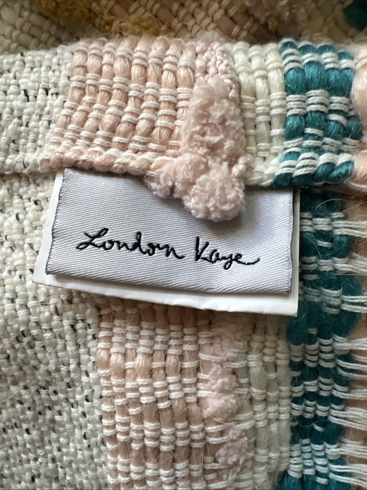 London Kaye Throw Multicolor Striped Embroidered Fringe Blanket 62×48 Boho