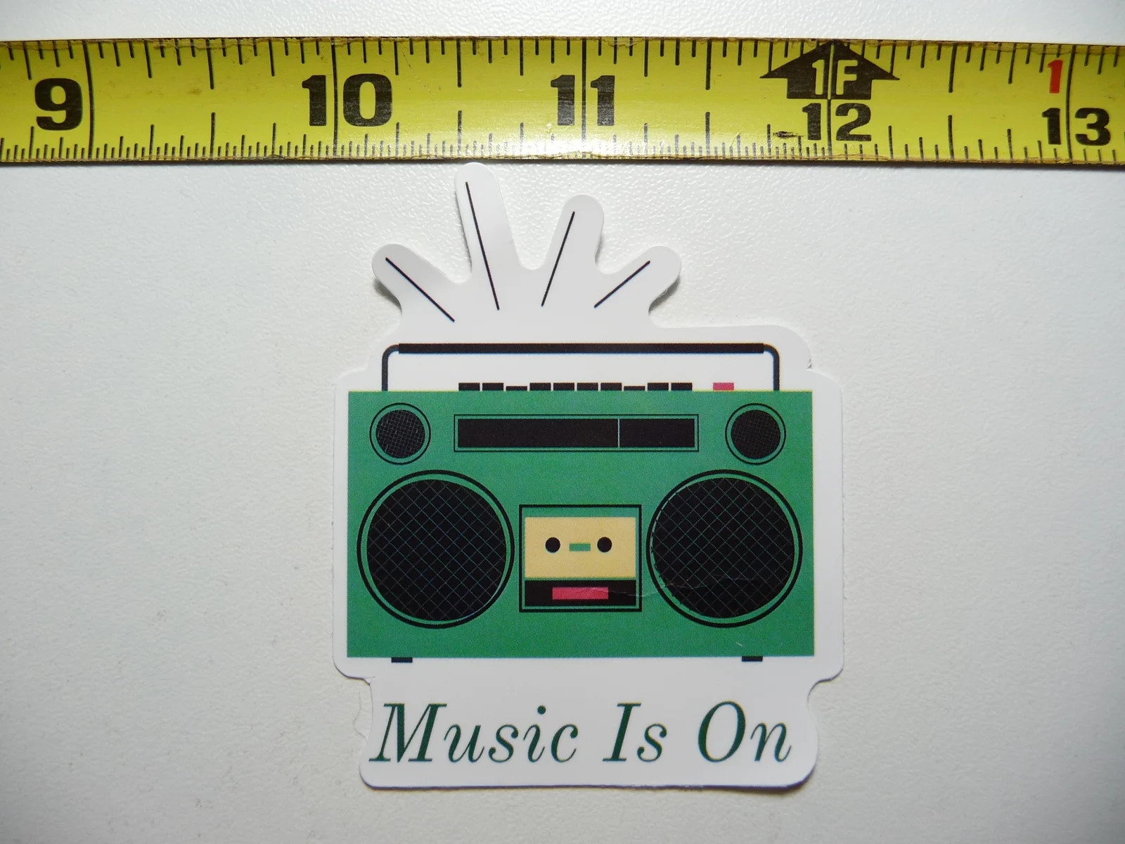 80S BOOMBOX MUSIC IS ON SMALL STICKER DECAL BAND SONGS MUSICIAN FUNNY