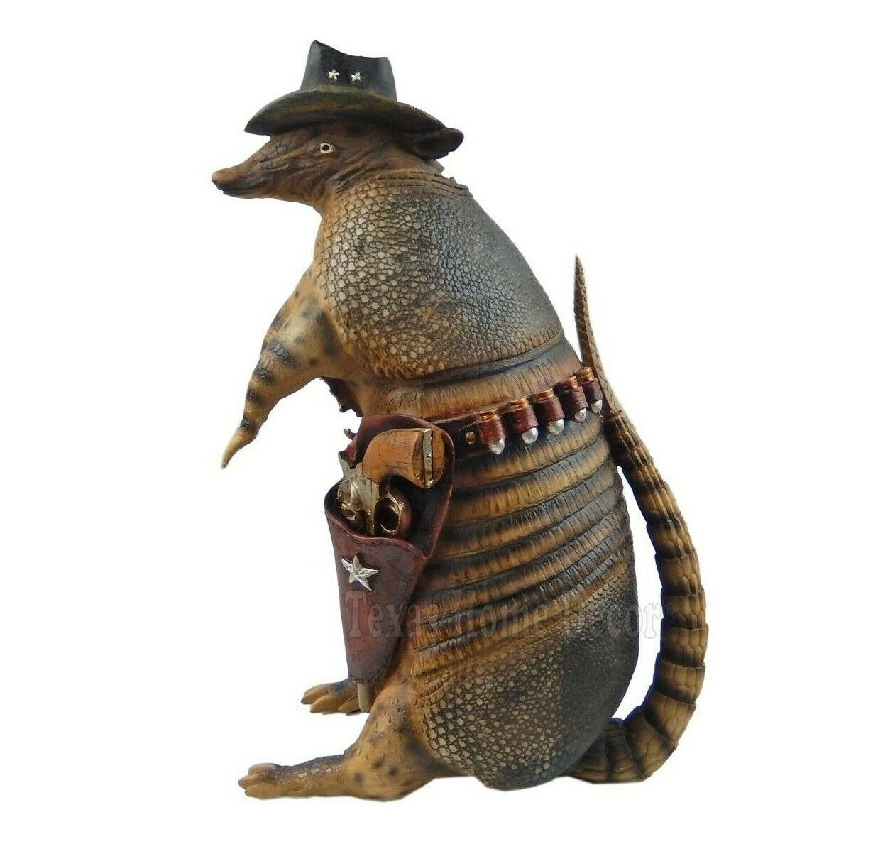 Large Armadillo Statue Texas Cowboy Sheriff Piggy Bank Rustic Western 15.5&Prime; Tall