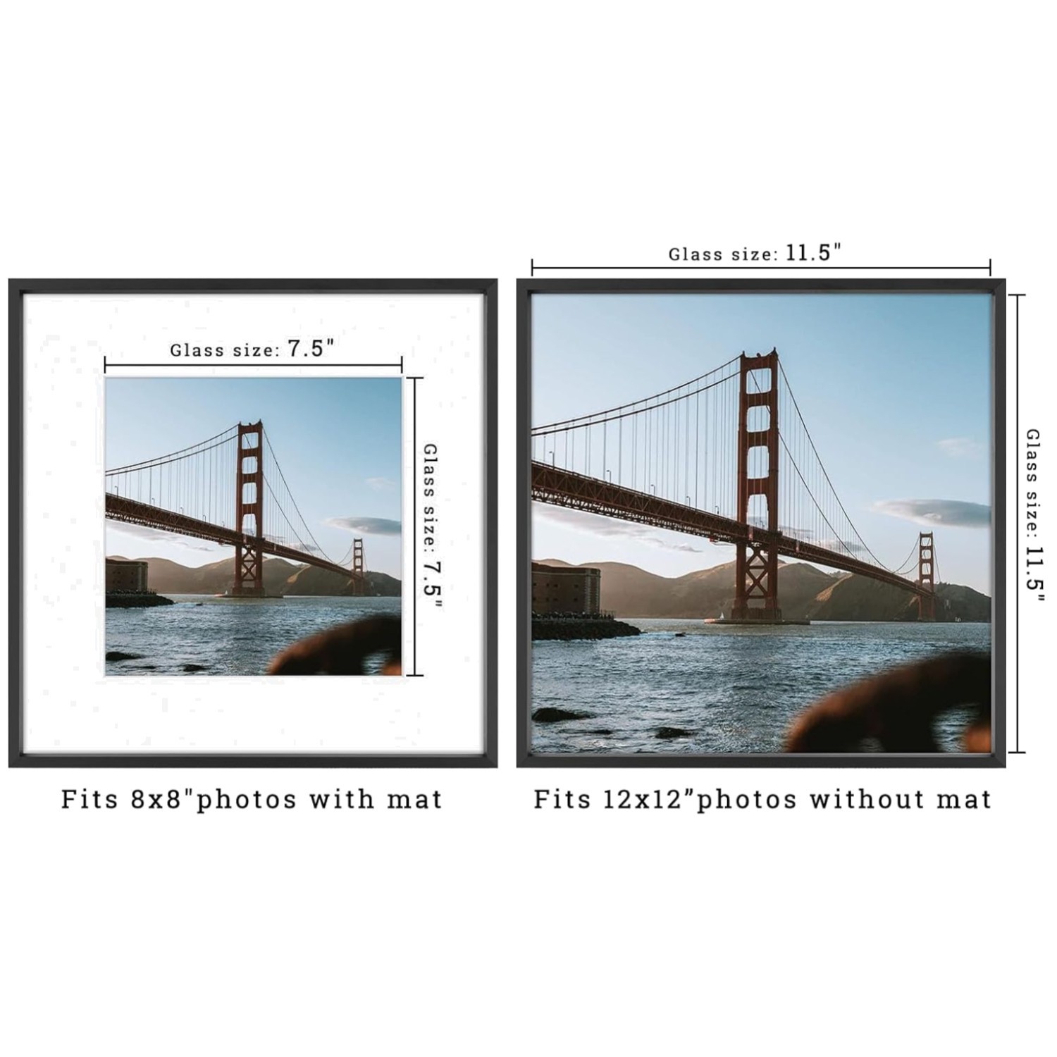 Modern 12×12 Metal Frame Set, Real Glass, 2 Pack