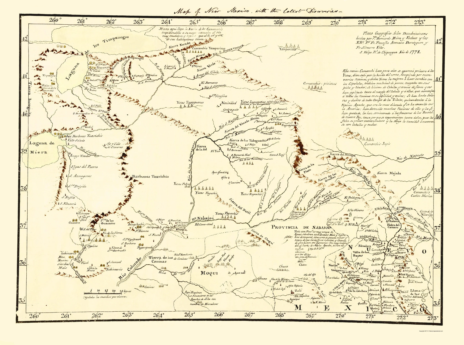 Historic State Map – New Mexico Territory – de Miera y Pacheco 1778 – Vintage