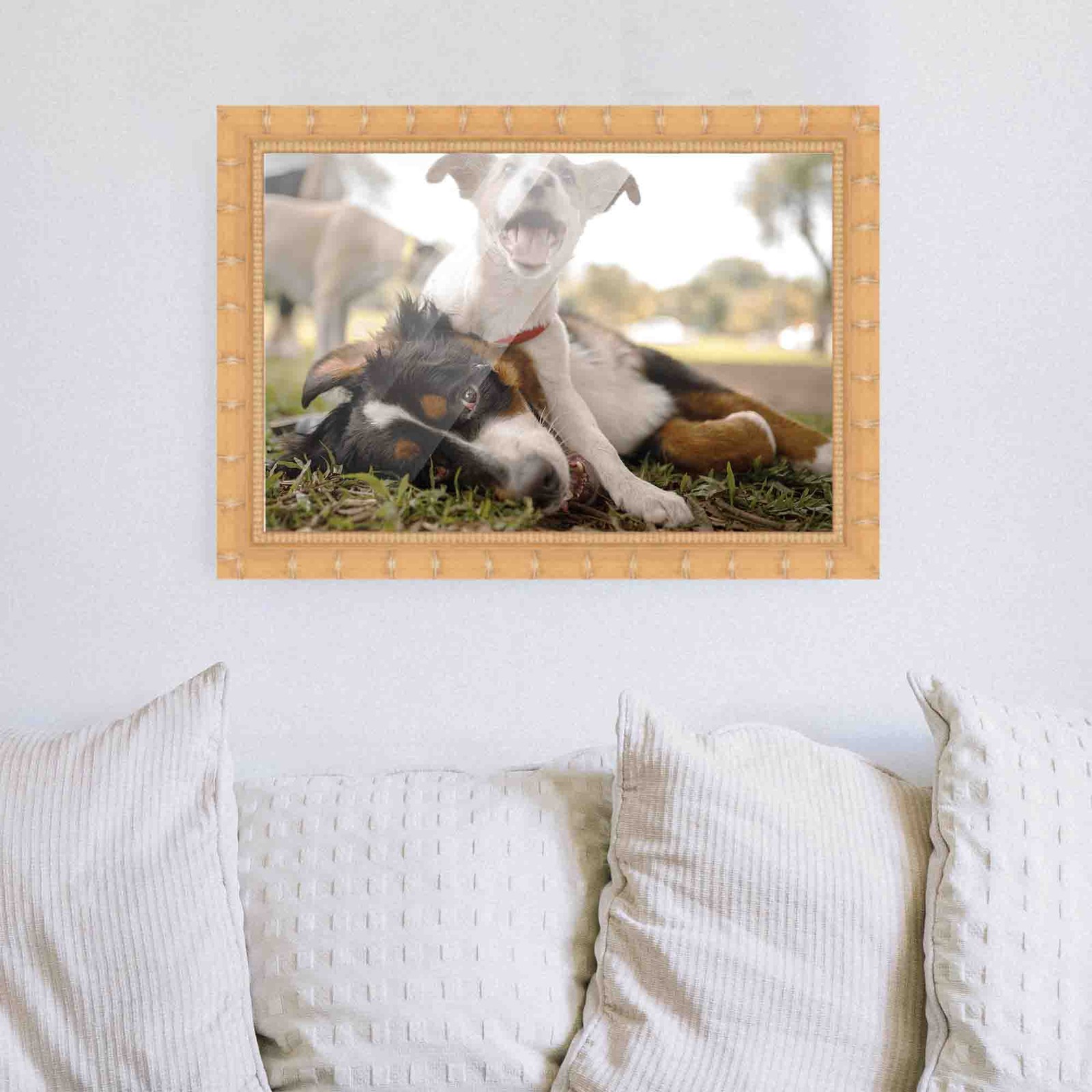 15×24 Light Brown Bamboo Real Wood Picture Frame Width 1.5 inches | Interior Fra