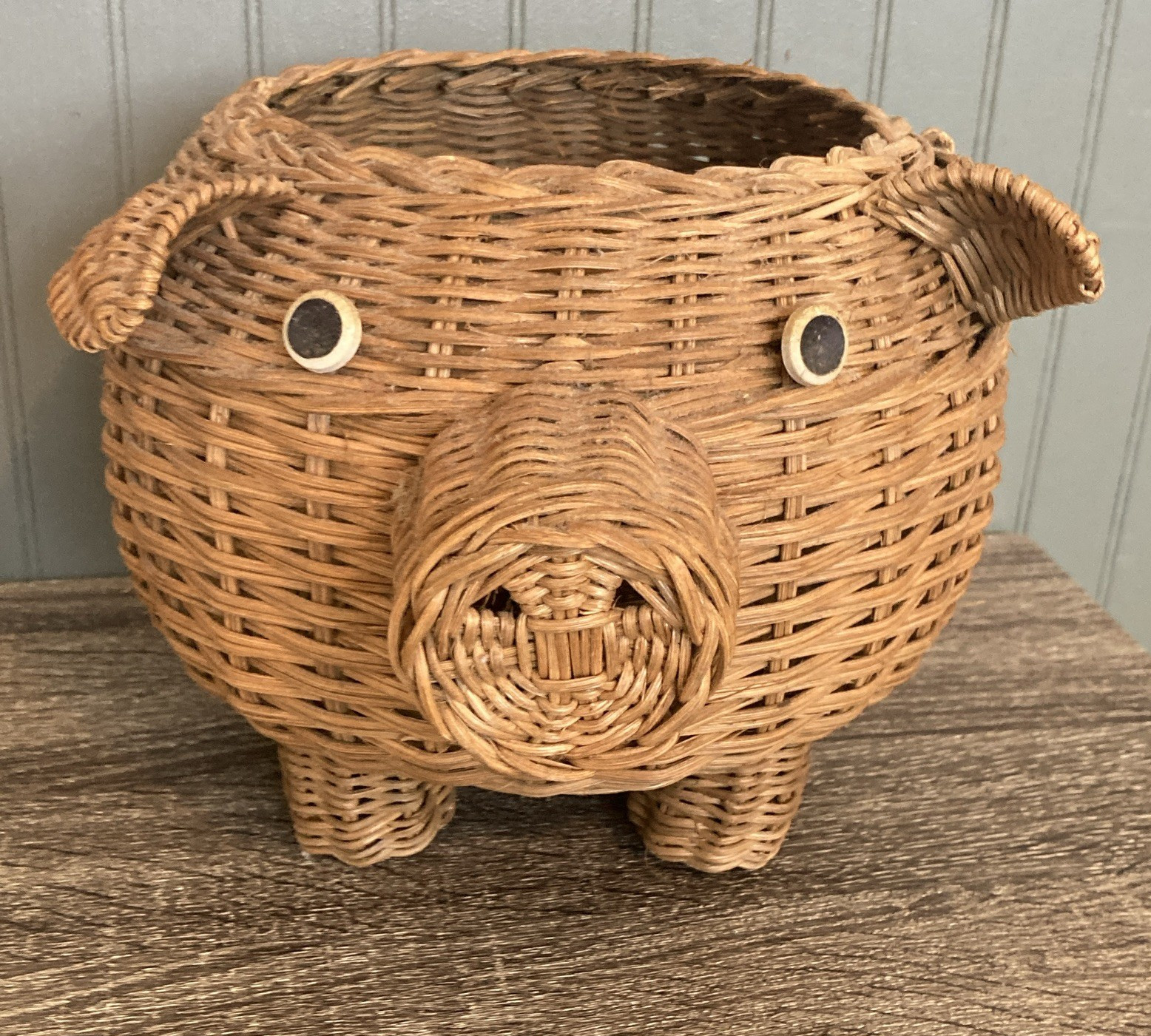 Vintage wicker pig planter basket or just basket